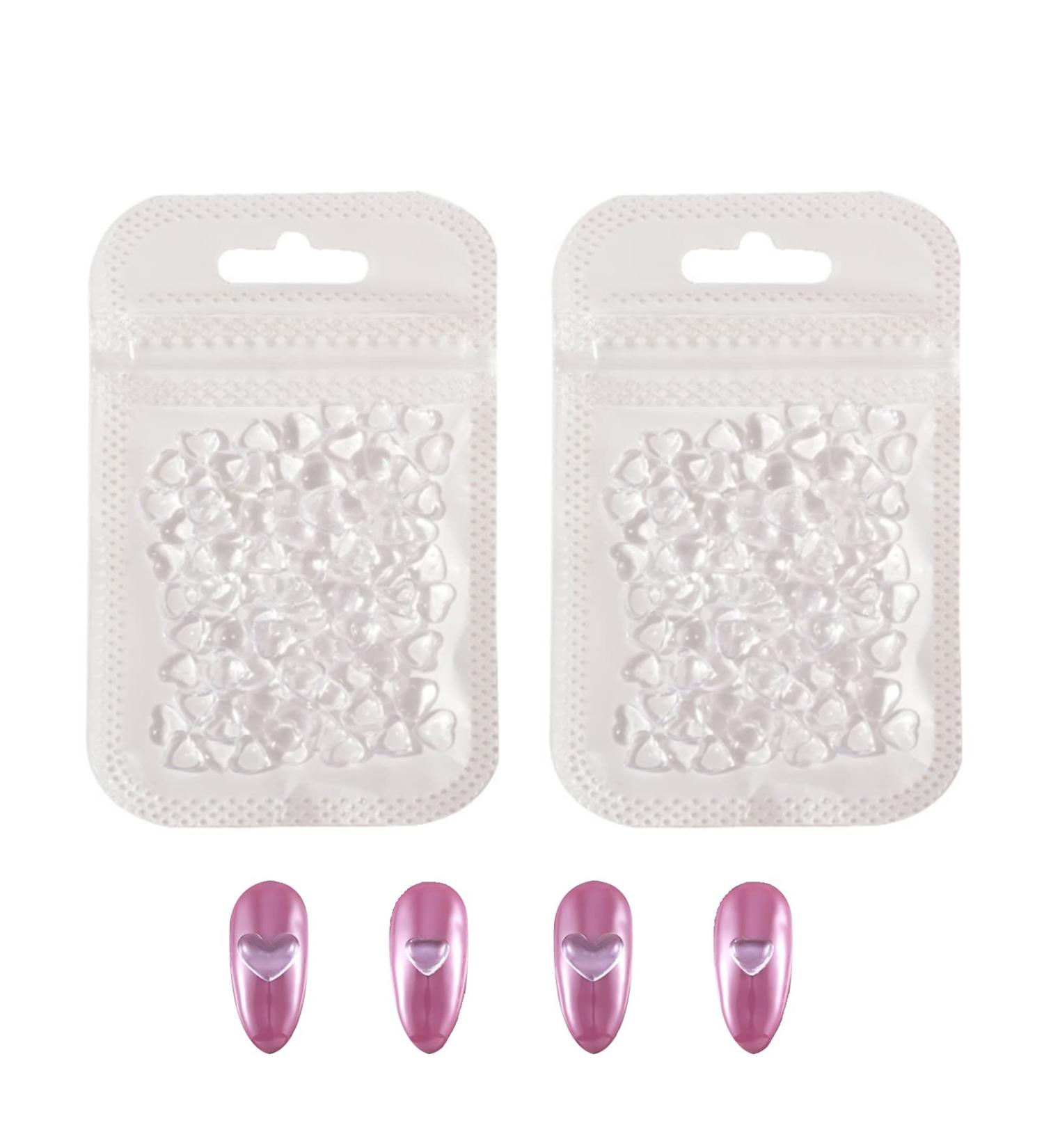 200PCS 3D Heart Nail Art Charms - Clear Acrylic Rhinestones for Women & Girls DIY Manicure - Buy Online on GoSupps.com