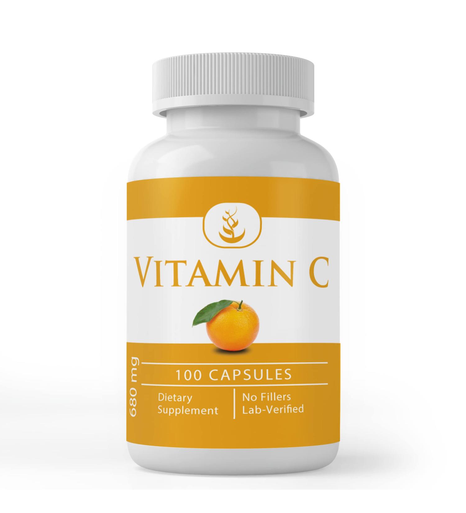 Pure Original Vitamin C (100 Capsules) No Additives or Fillers | Lab Verified | 100 Count - Buy Online on GoSupps.com