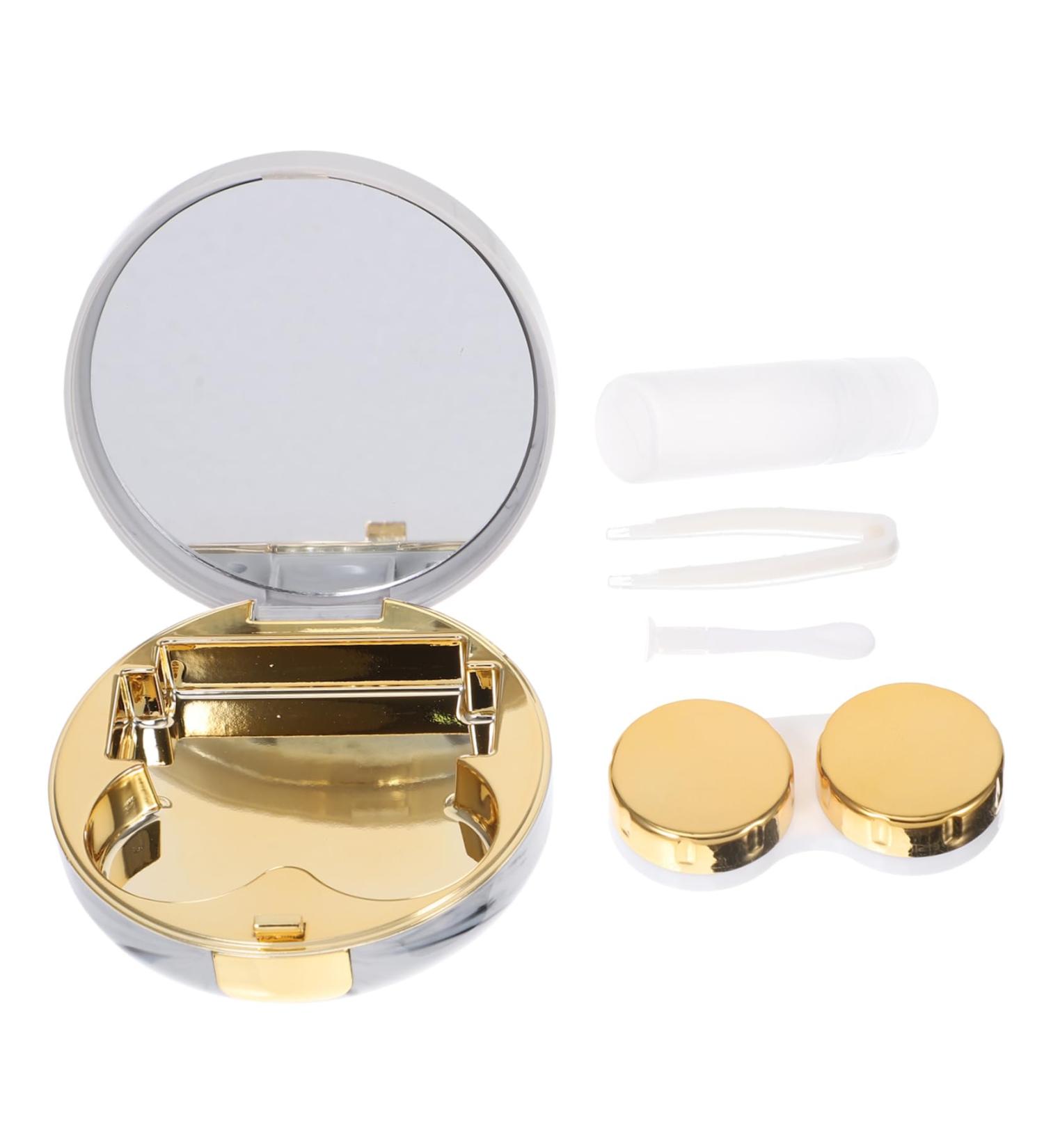 Hapinary Marble Pattern Contact Lens Box with Mirror | Travel-Friendly Lens Container & Carrier Bag - Buy Online on GoSupps.com