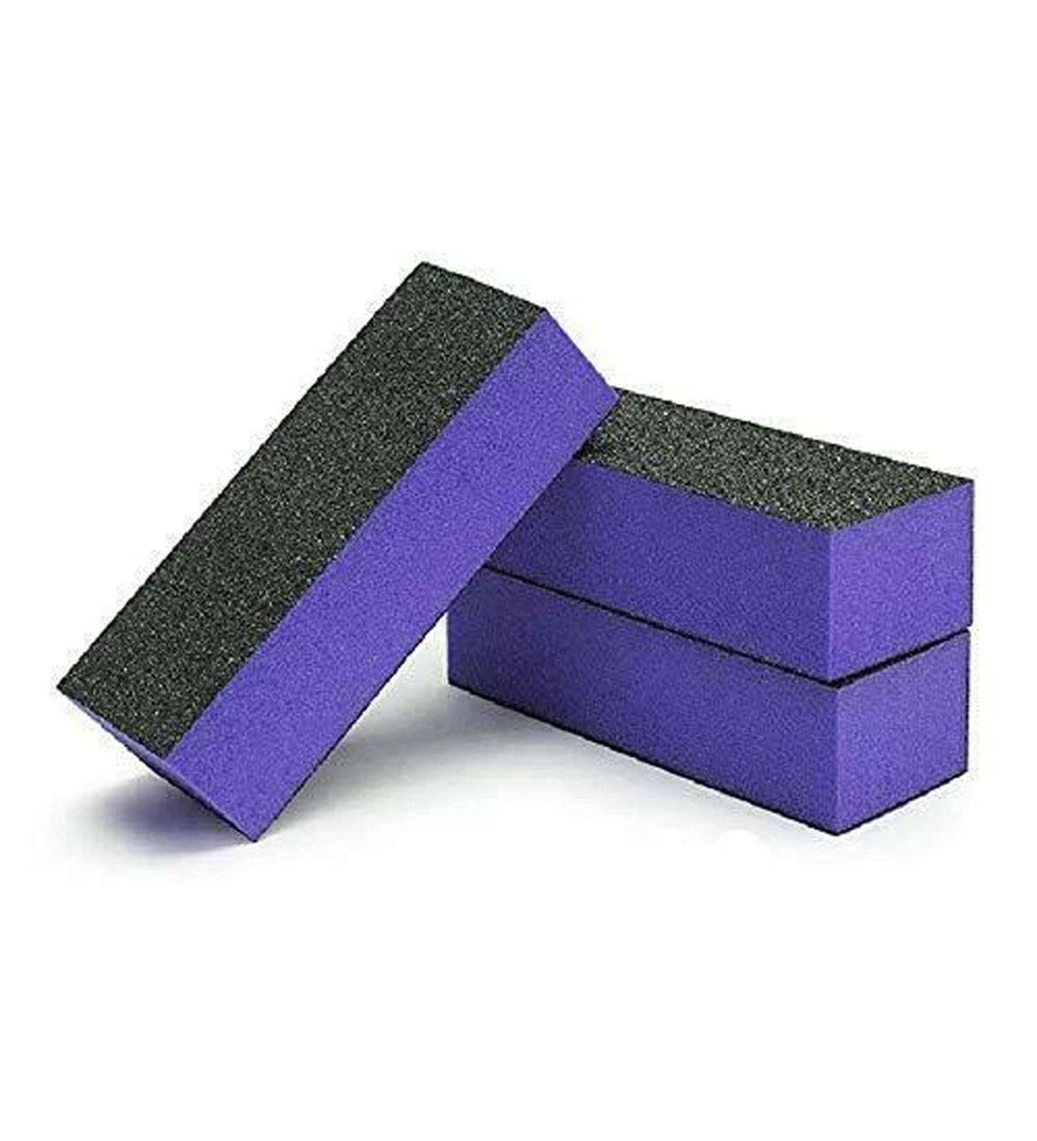 PrettyClaw 12pc Disposable Nail Buffer Blocks - 3-Way 60/60/100 Grit, Black/Purple - Nail File Sanding Buffer Set - Buy Online on GoSupps.com