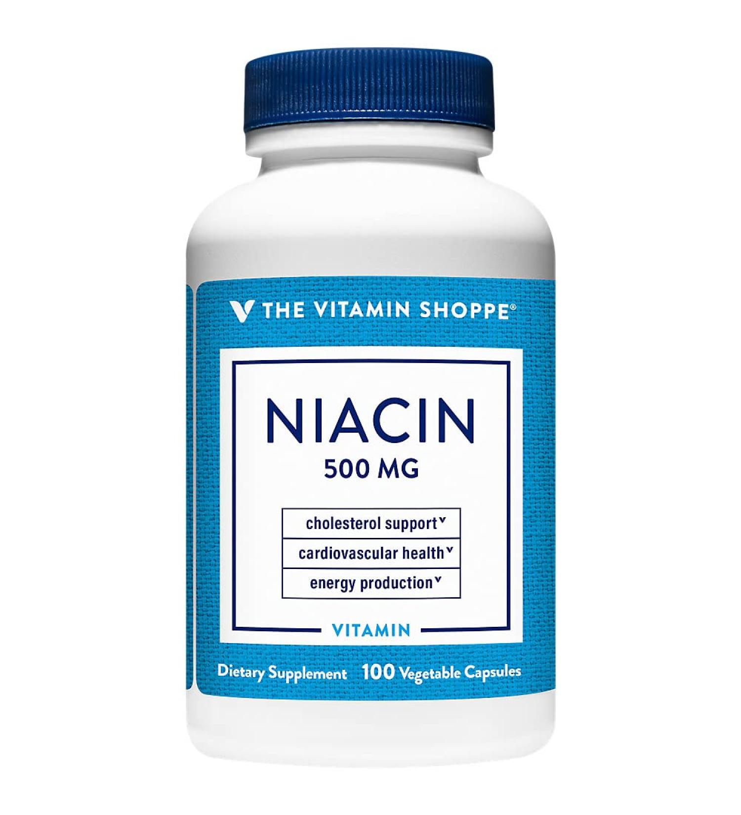 The Vitamin Shoppe Niacin Cholesterol Support 500 (100 Vegetable (100 Vegetable Capsules) - Buy Online on GoSupps.com
