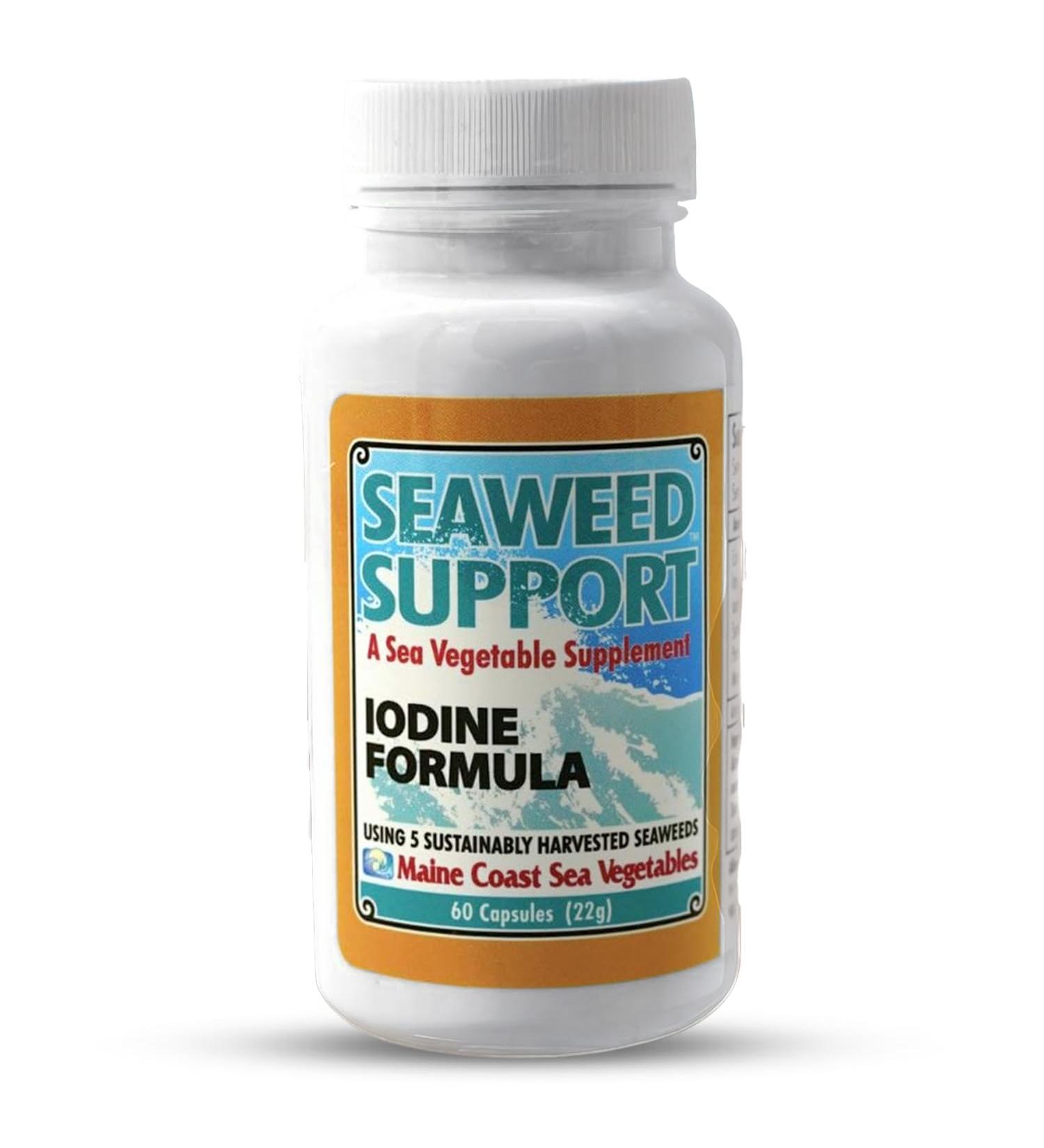 Maine Coast Sea Vegetables Seaweed Support Iodine Formula | Source of Iodine from Seaweed | Daily Use Iodine Supplement | Organic Alaria Rockweed Sea Lettuce Dulse & Bladderwrack blend | 60 Capsule - Buy Online on GoSupps.com