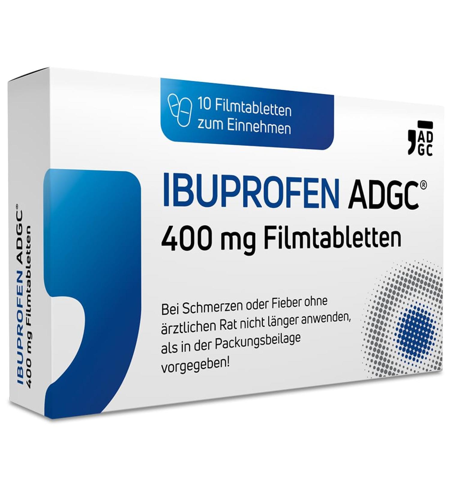 Buy Ibuprofen ADGC 400mg - 10 Pieces for Headaches Toothache Period Pain & Fever | Fast International Shipping - Buy Online on GoSupps.com