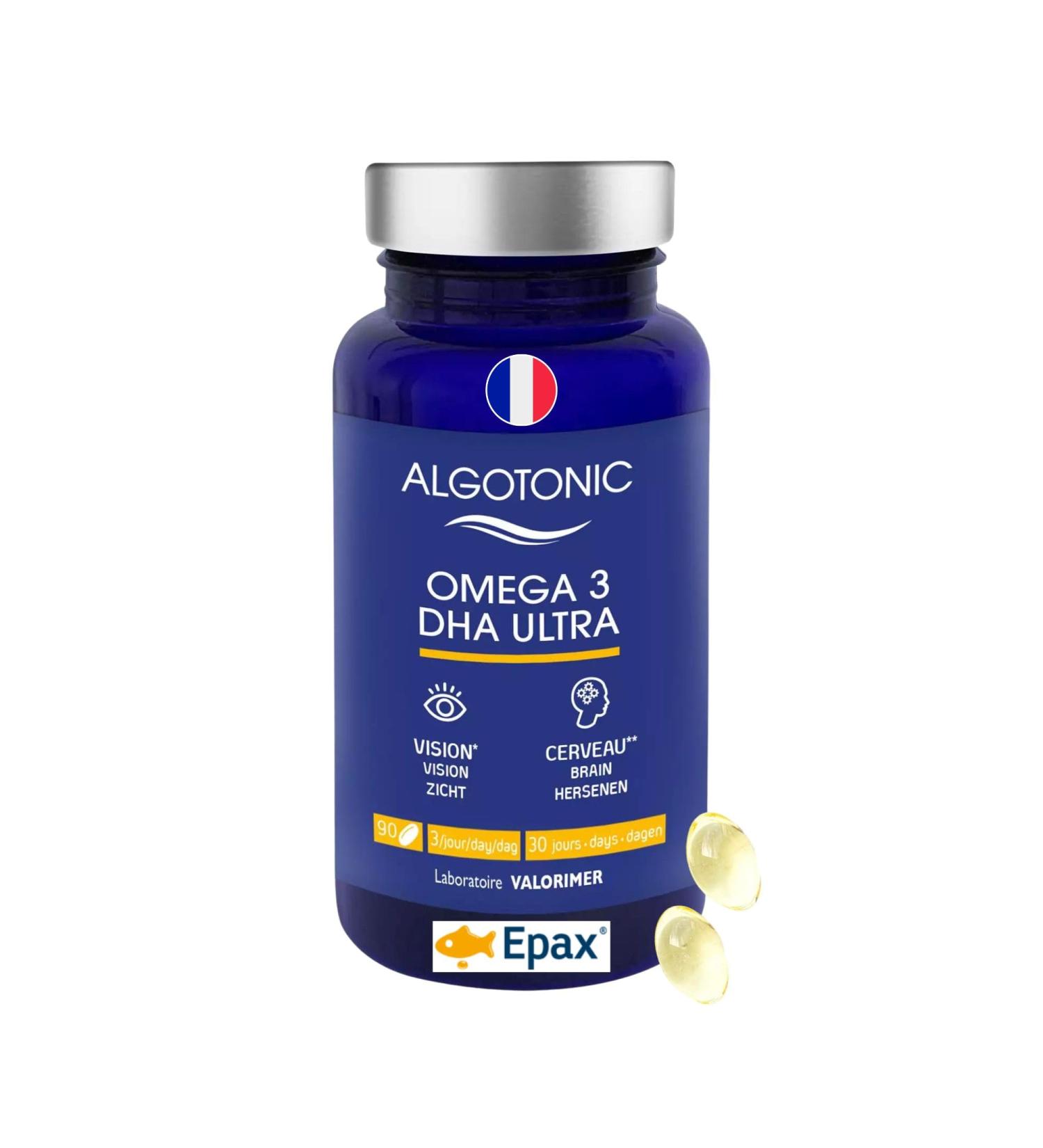 Algotonic - Omega 3 DHA Ultra - 90 capsules - Natural dietary supplement based on wild fish oil - Marine capsule - Antioxidants - Tocopherols - Rosemary extracts - Buy Online on GoSupps.com