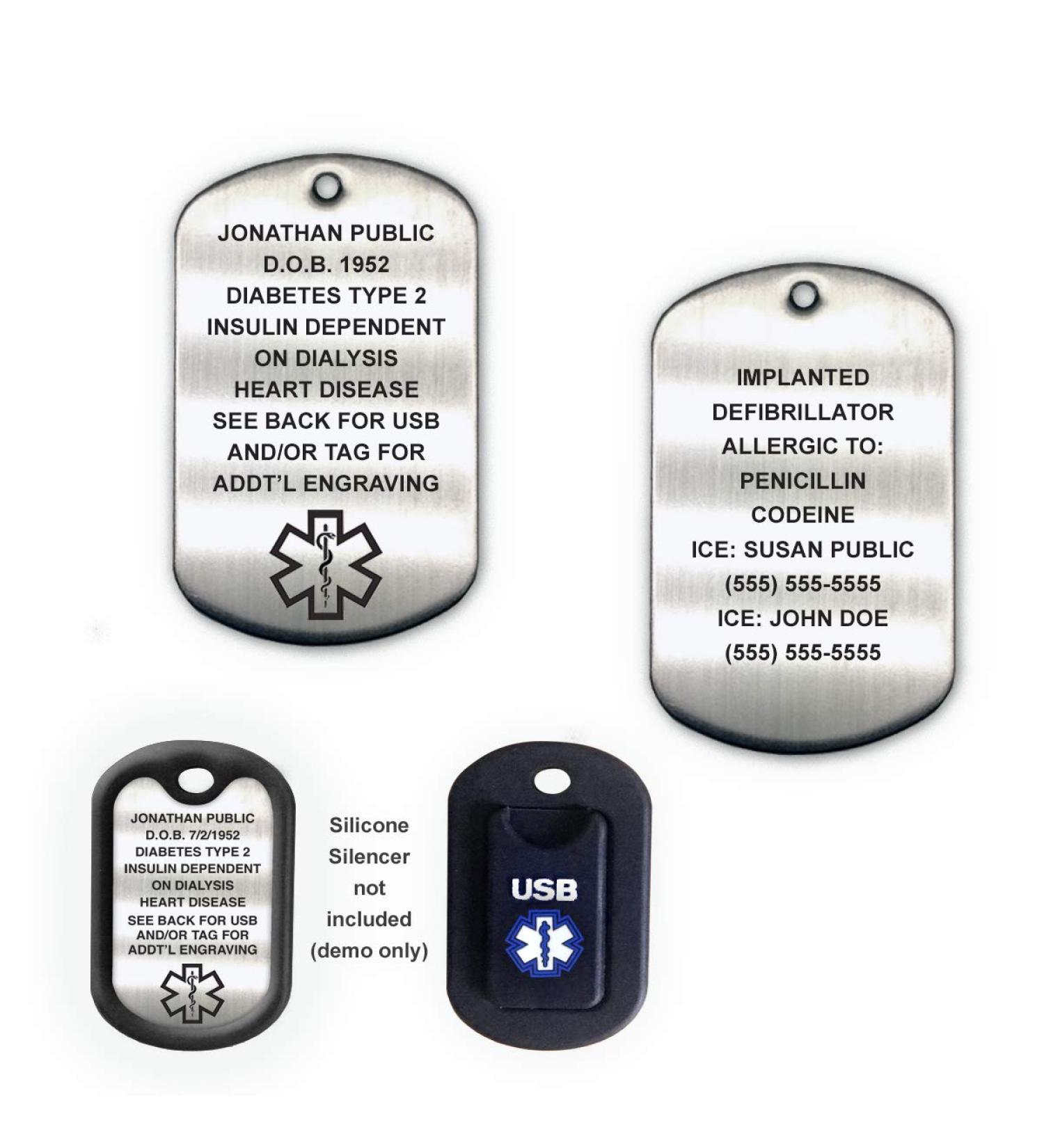Replacement Medical ID Dog Tag for INFORMER and INFORMER LITE USB Medical IDs