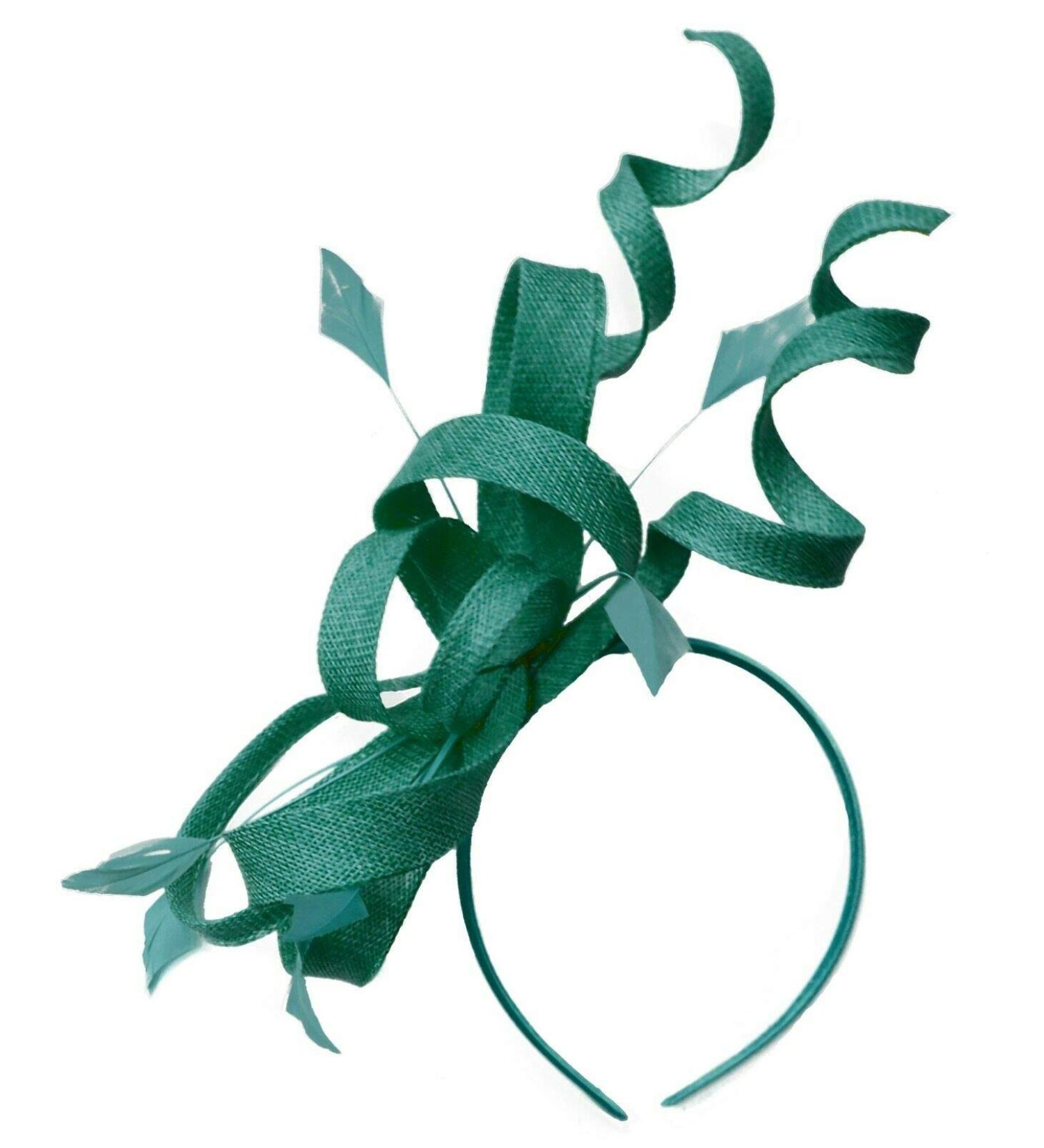 Swirl Loop Sinamay Headband Fascinator For Women Wedding Ascot Races Teal