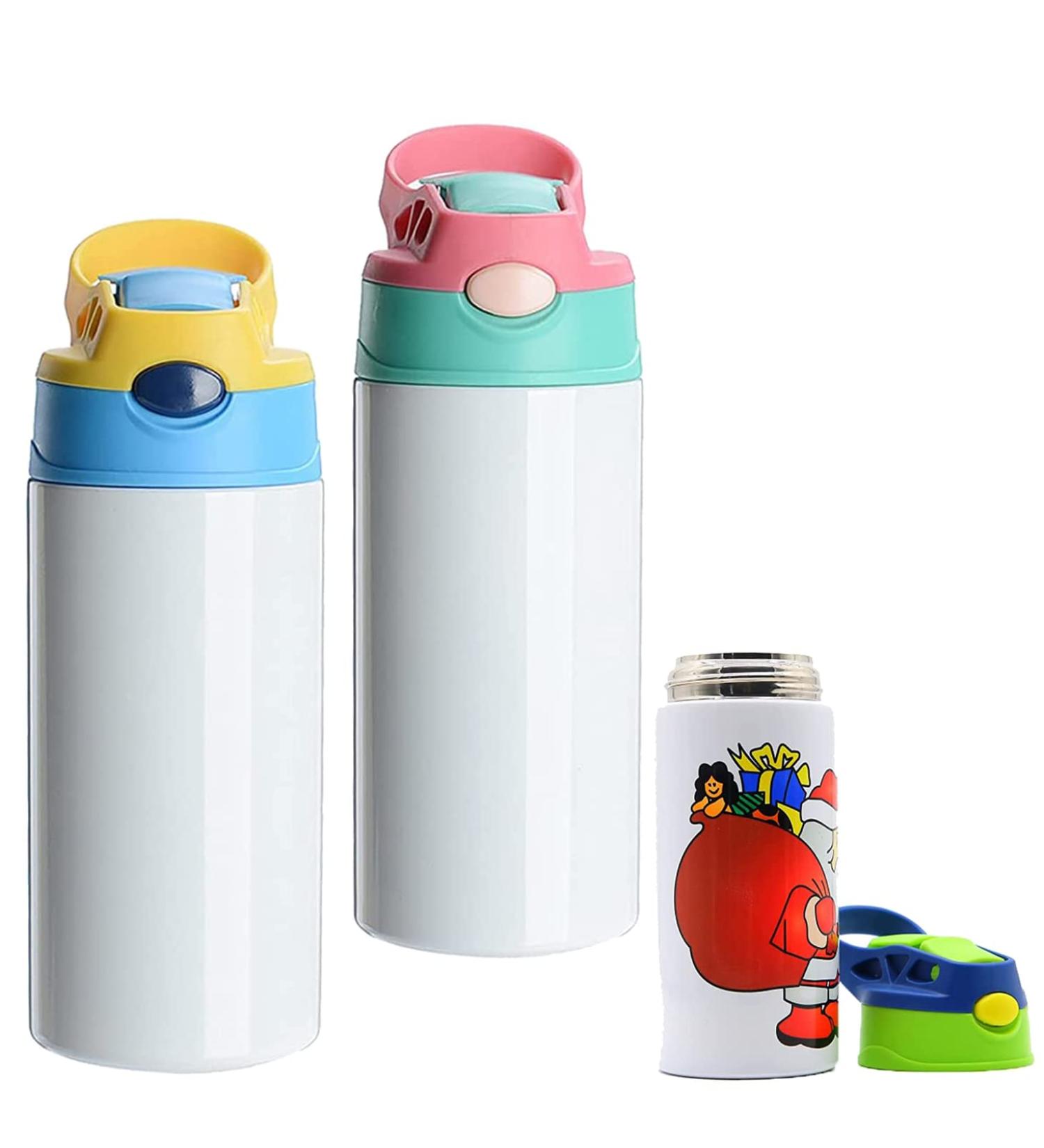 JIAOAO Sublimation Stainless Steel Sippy Cups - Set of 2, Cute Children's Thermos Water Cups with Straw in Red and Yellow - Buy Online on GoSupps.com