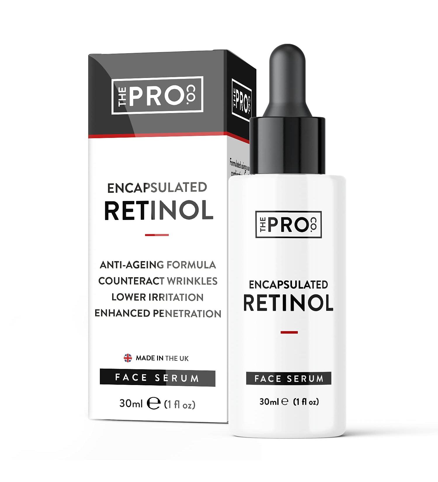 Nano-Encapsulated Retinol Serum 30ml - Active Formula Anti-Ageing Retinol for Face - Vegan Skincare for Acne Treatment Blemishes Scars Wrinkles Fine Lines & Sensitive Skin - Made by The Pro Co. cNano-Encapsulated Retinol Serum 30ml - Buy Online on GoSupps.com