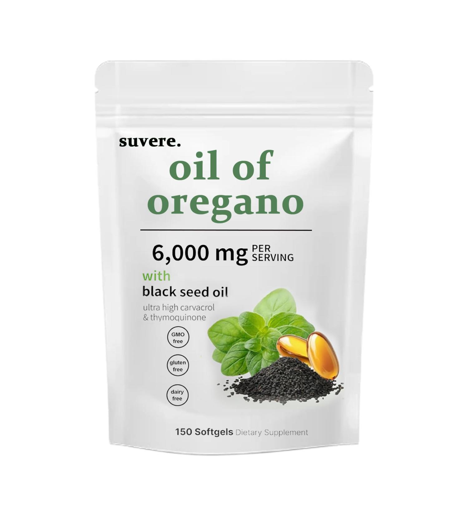 Lazra Suvere Oil of Oregano Softgels (150 Count) - 6000mg Per Serving with Black Seed Oil Ultra High Carvacrol & Thymoquinone Non-GMO Gluten & Dairy Free Dietary Supplement