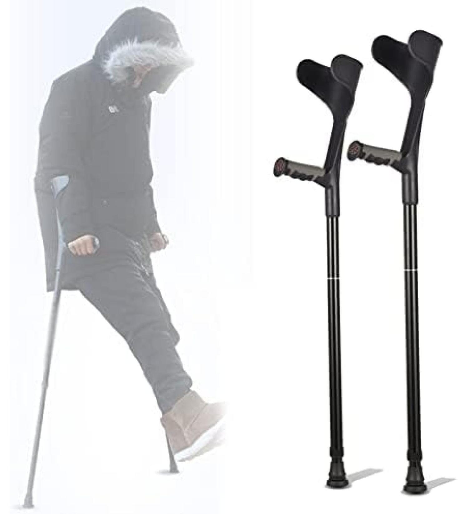 Adjustable Forearm Canes for Adults Black Folding Aluminum Crutches Lightweight Comfortable Elderly Walker Travel and Work Use - Buy Online on GoSupps.com