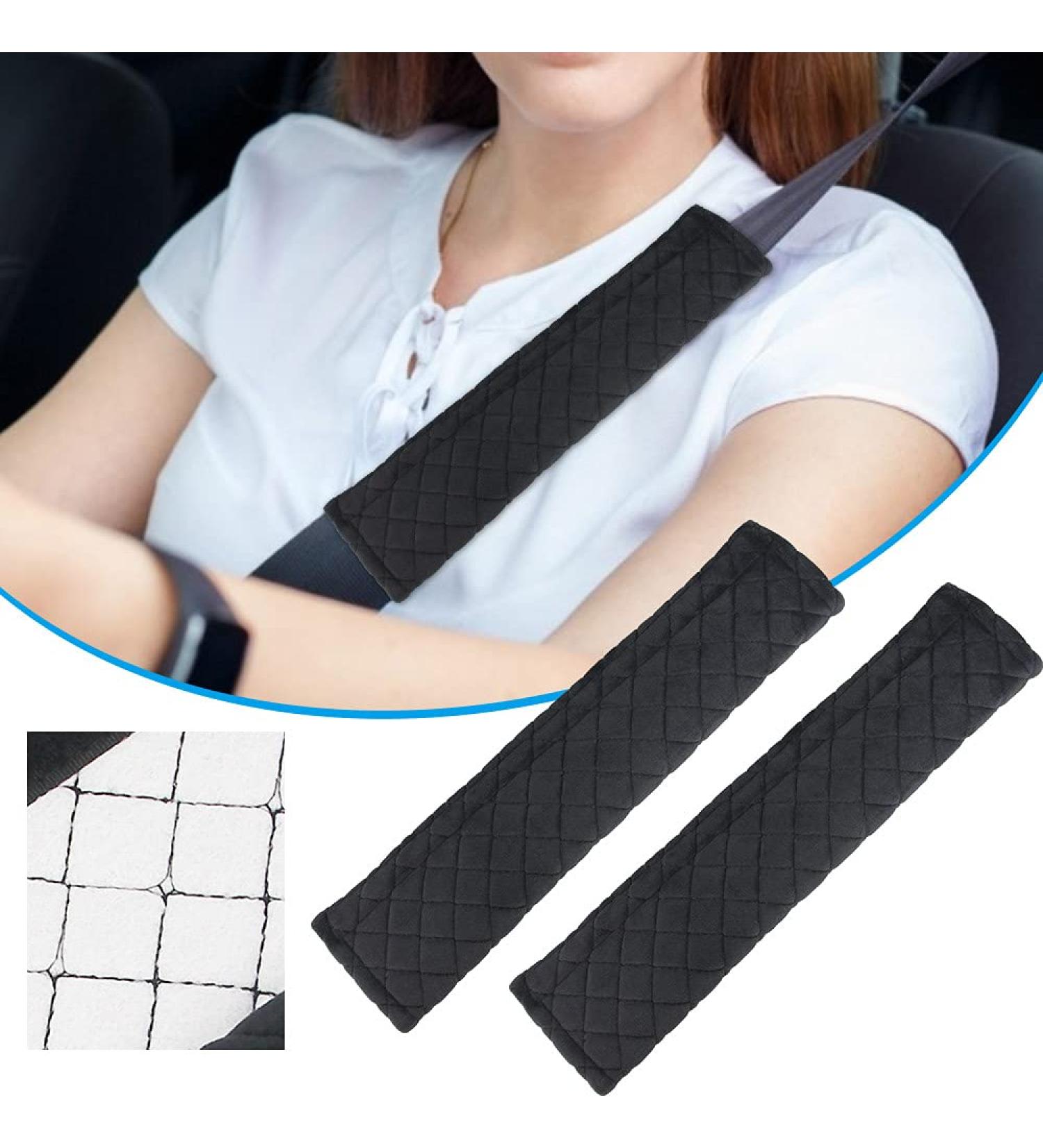 BUIFU 2-Piece Belt Pad | Car Safety Belt Cushions | Black Auto Seat Shoulder Protection | Comfortable & Soft Buckling Belt Pads for Adults - Buy Online on GoSupps.com