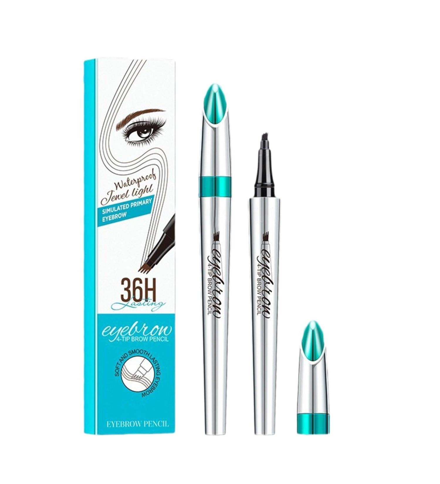 Eyebrow Pen Microblading Eyebrow Pencil Brow Pencil with fork Precise Brush-Tip Creates Natural Looking Brows Effortlessly Create Natural Hair Like Brows (Black) - Buy Online on GoSupps.com