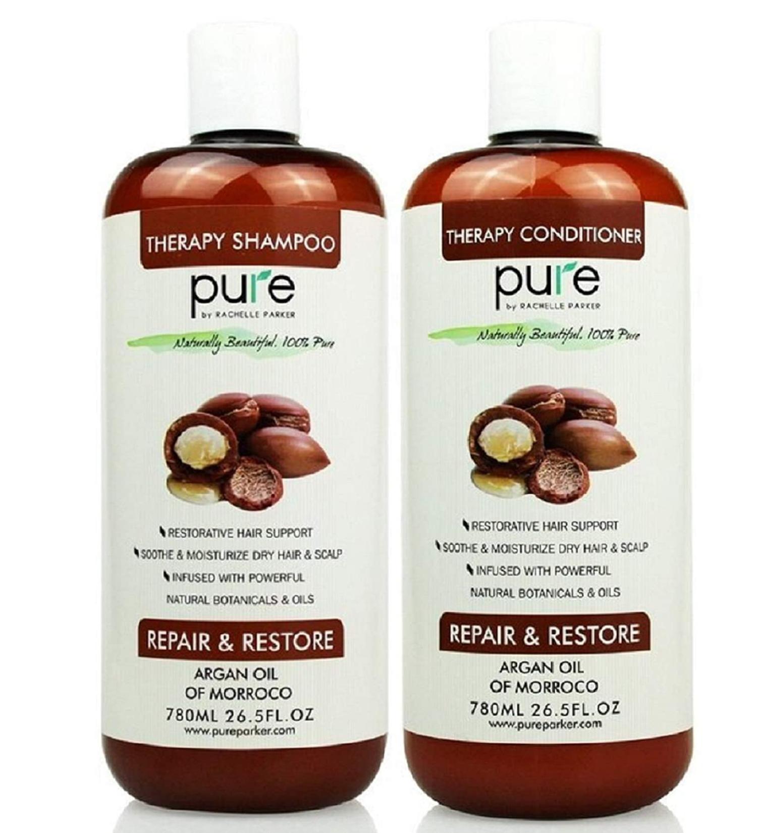 PURE Argan Oil Shampoo & Conditioner Set 26.5 oz - Extra Strength Formula with Keratin & Dead Sea Minerals - Moisturizes Dry & Damaged Hair - Buy Online on GoSupps.com