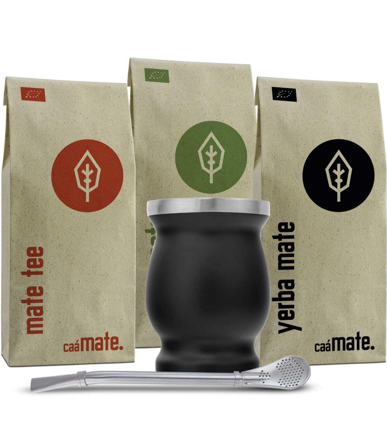 Buy Organic Mate Tea Set | 3 Types of Mate Stainless Steel Cup Bombilla & Instructions - Ship Worldwide - Buy Online on GoSupps.com