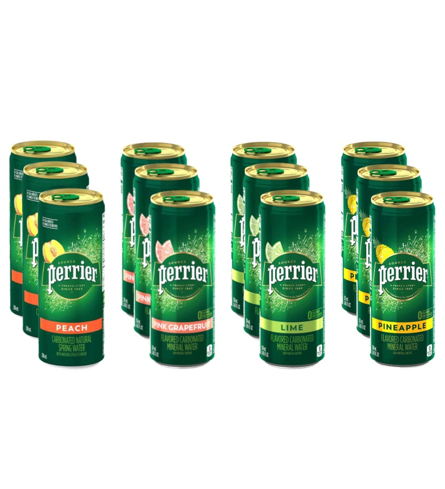 Perrier Flavored Carbonated Mineral Water Variety Pack - 12 Count - 11.15 Fl oz Cans - By Obanic - Refreshing Natural Sparkling Water Assortment - Buy Online on GoSupps.com