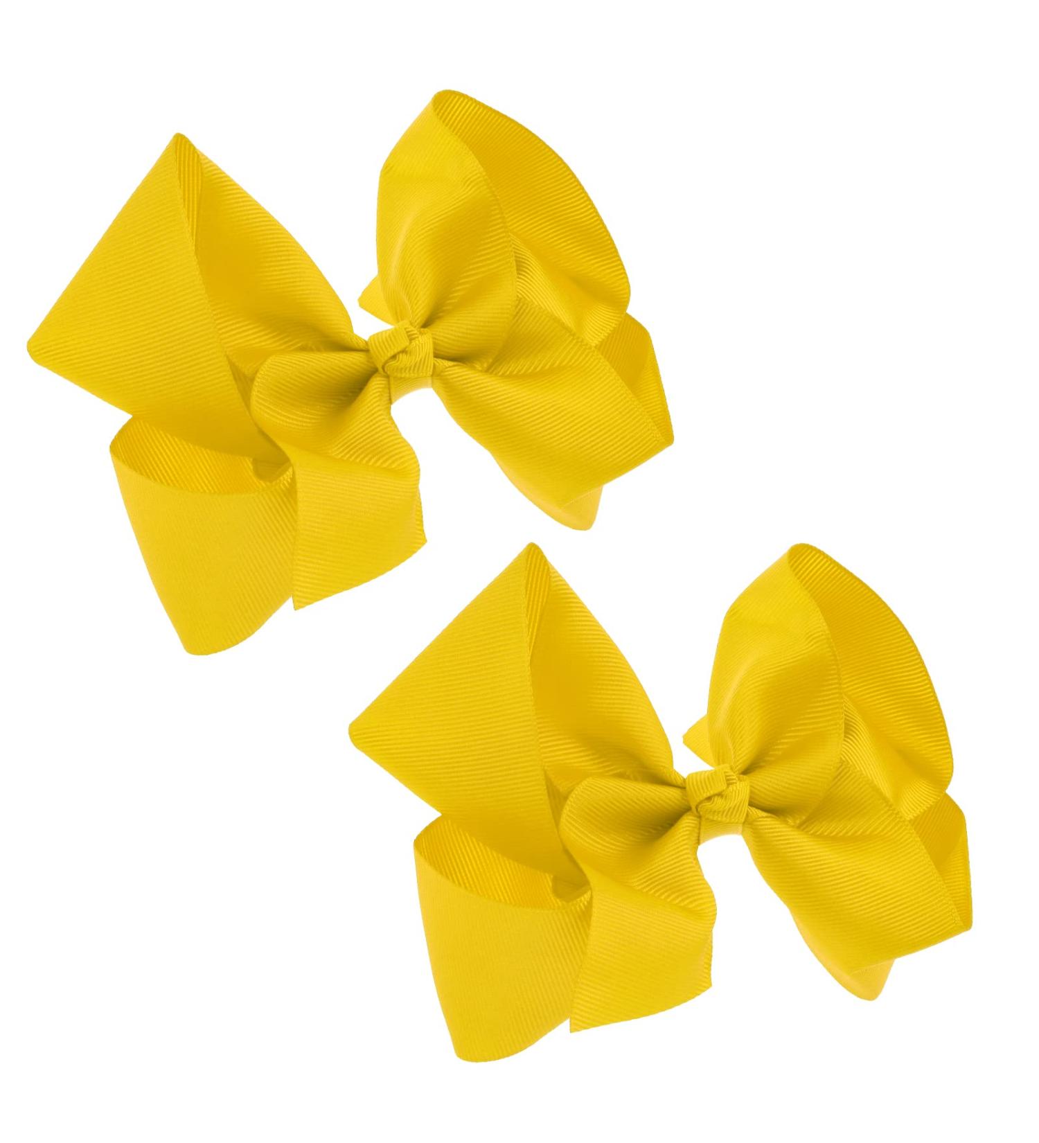 Sibba Ribbon Hair Bows Clips Barrettes - 2 Pcs 6 Inch Vintage Ponytail Holder Cheerleading Hairpin - Yellow Hairbows for Christmas, Valentine's Day, Easter - Girl's Styling Accessory - Buy Online on GoSupps.com