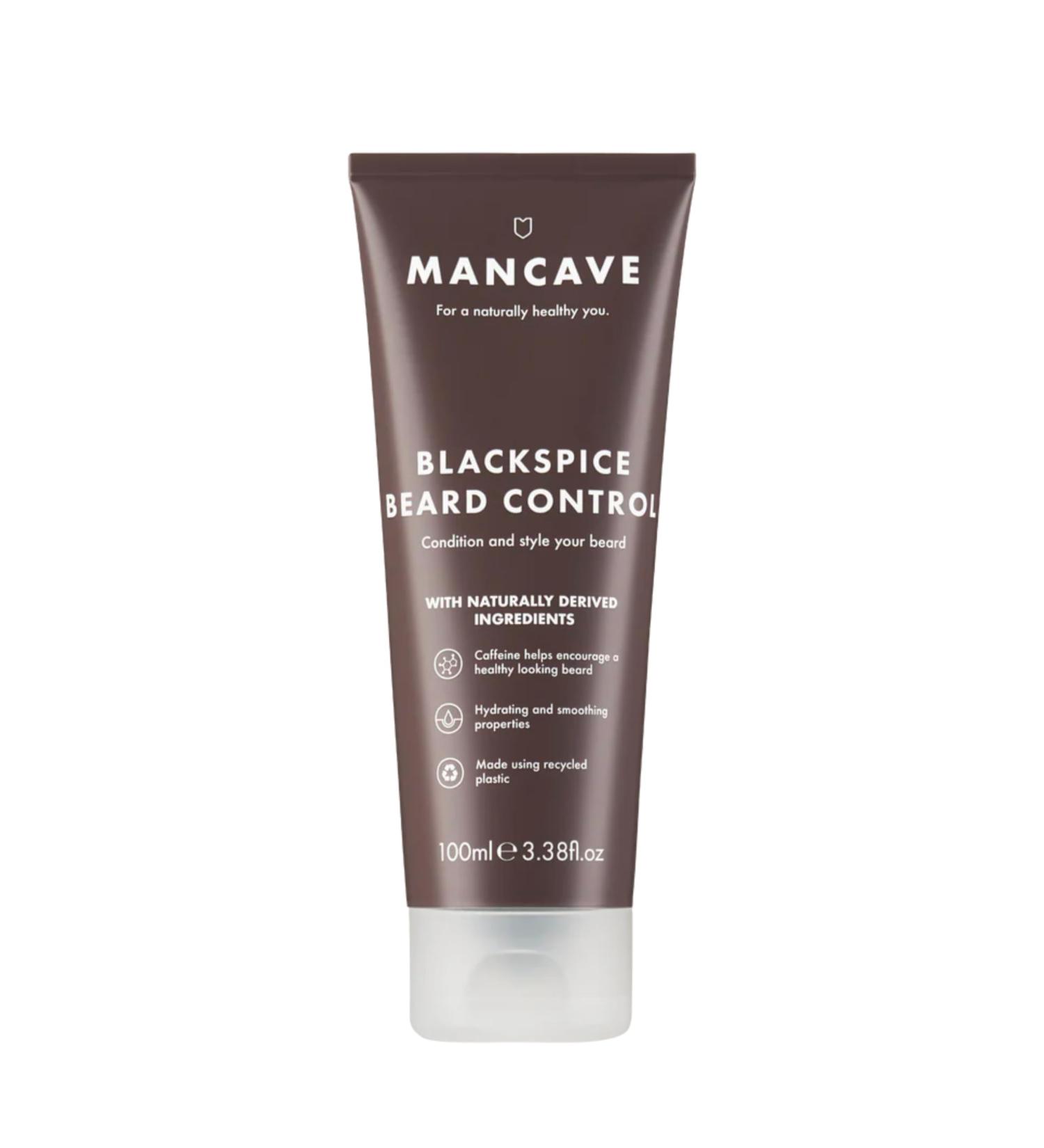 ManCave Blackspice Beard Control 100ml | Condition & Style with L-Arginine, Hemp oil, Shea Butter | Encourages Growth | Vegan | Recycled Plastics | Made in England - Buy Online on GoSupps.com