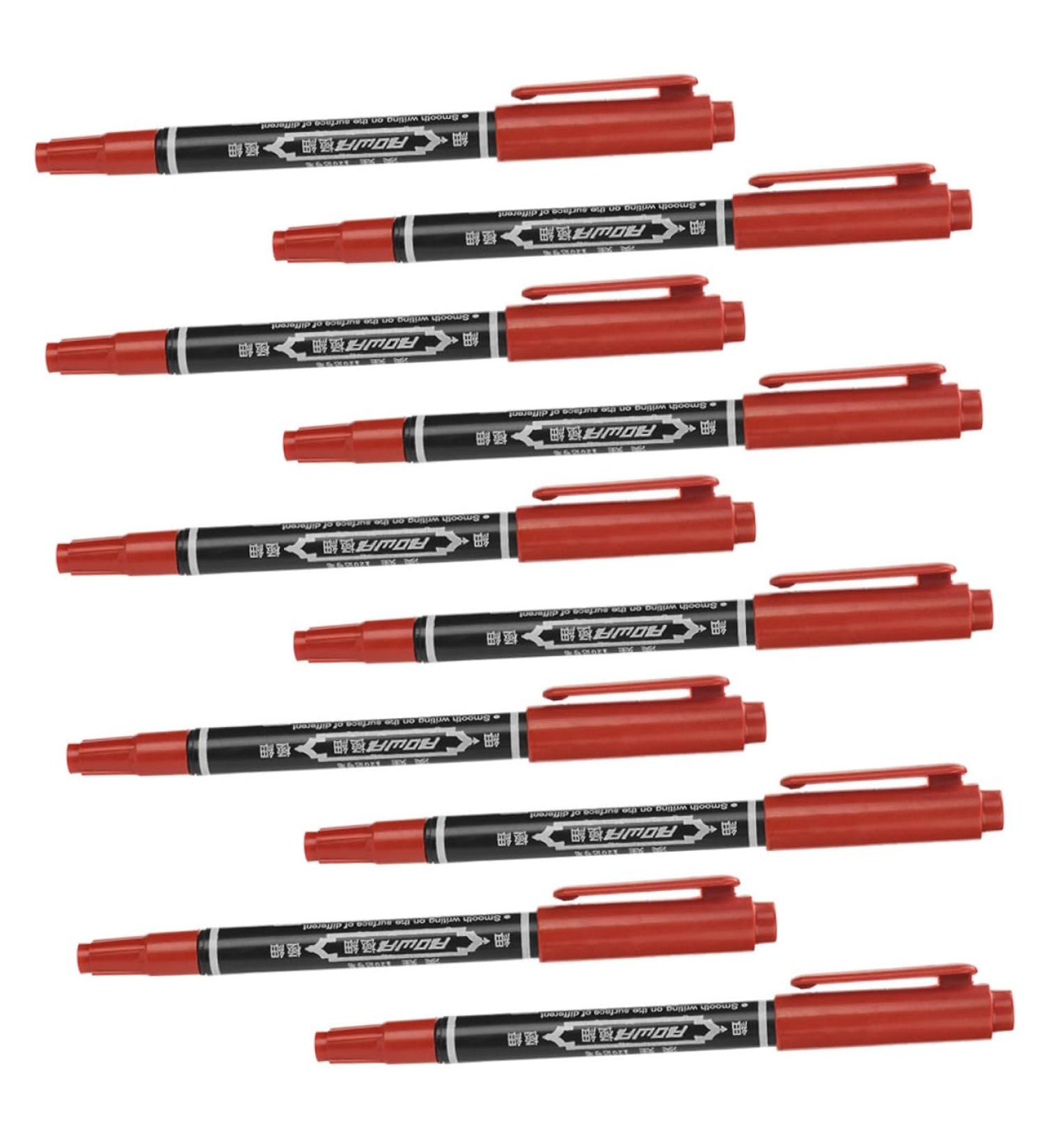 Healeved 10pcs Marker Pen Waterproof Brow Pencil Brow Pen Pencils Tool Plastic Red 13.9x1.8cm Red - Buy Online on GoSupps.com