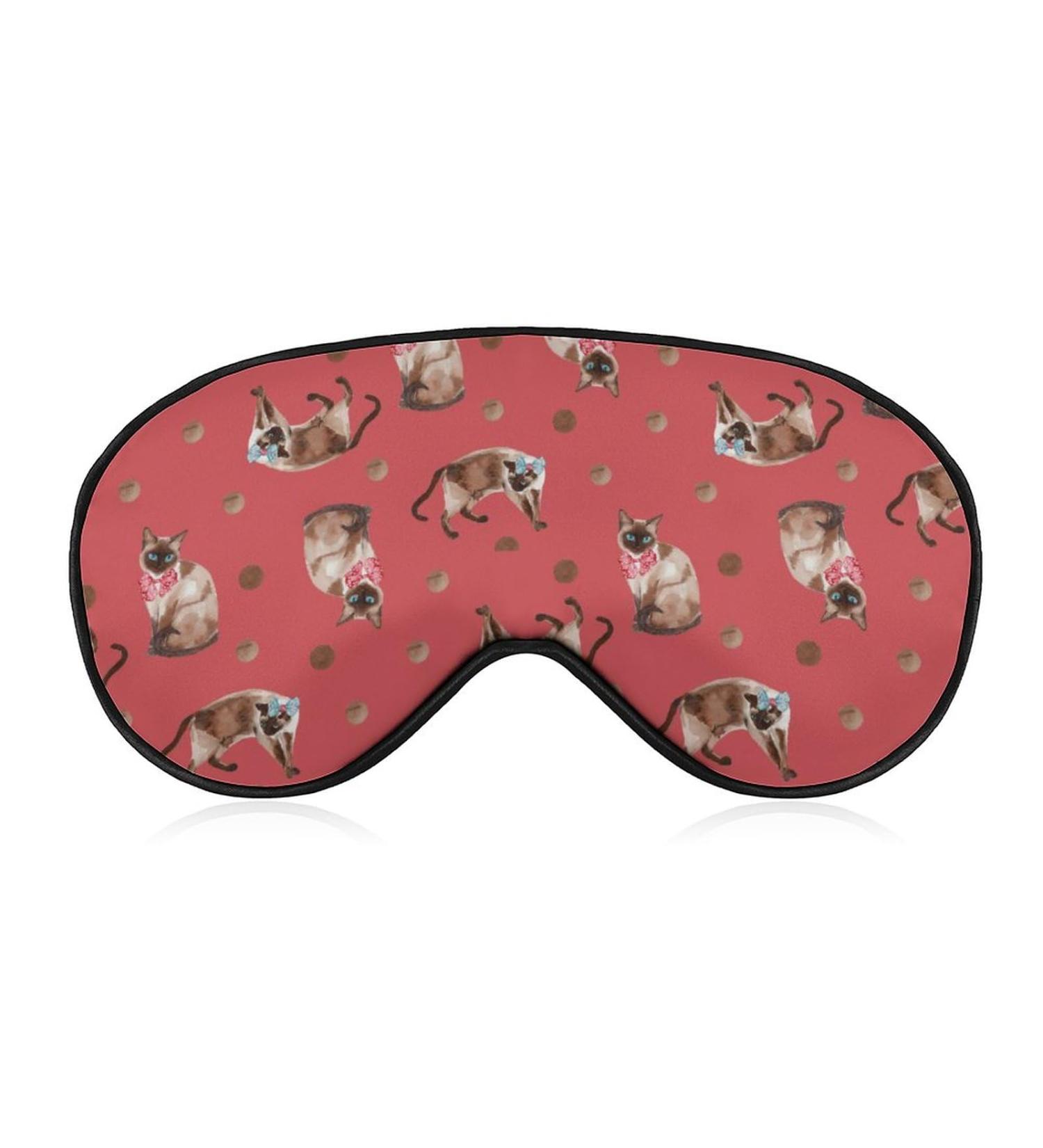 Siamese Cats with Bows Sleep Mask - Adjustable Blindfold for Sleeping and Travel - Buy Online on GoSupps.com