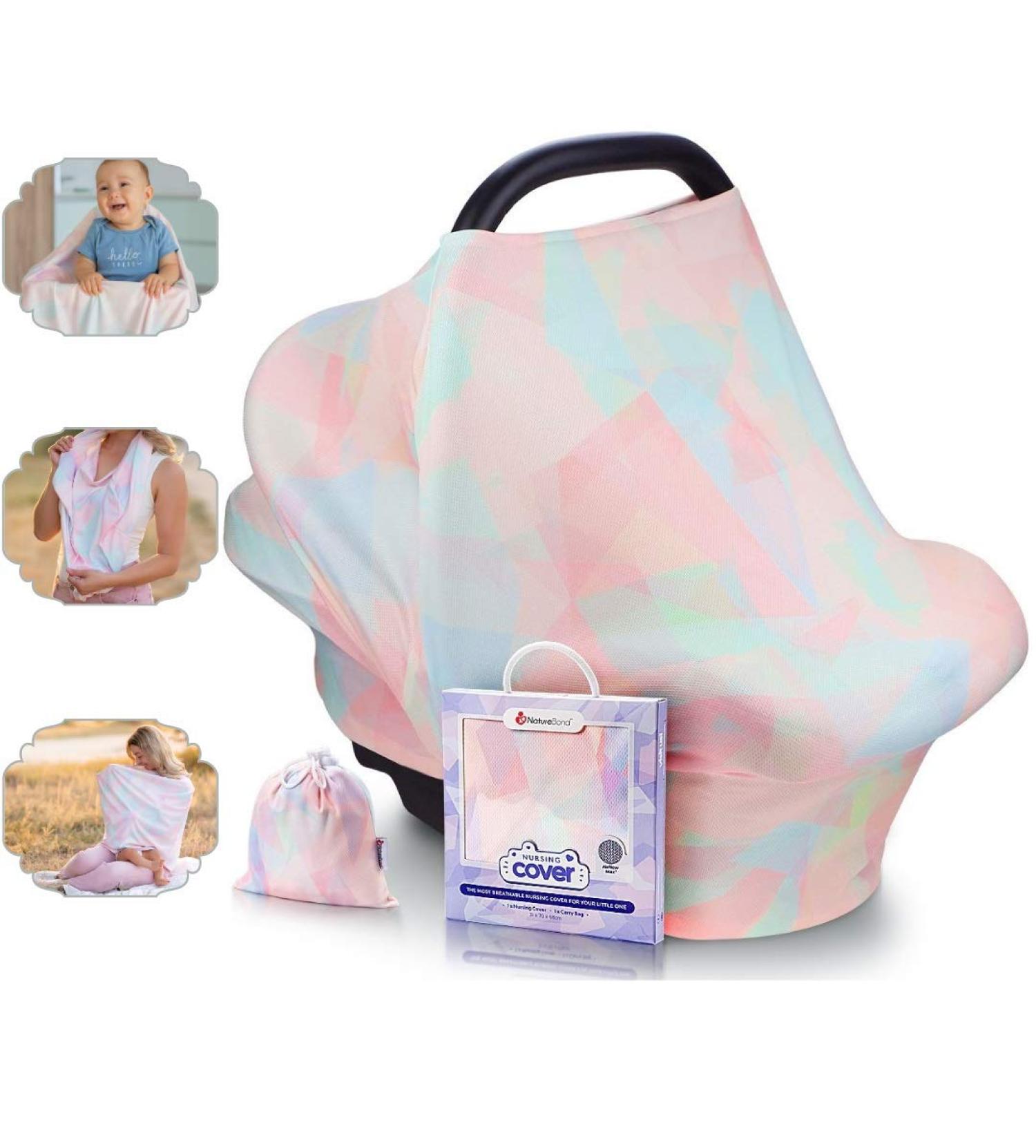 NatureBond Nursing Cover | Privacy Baby Shawl & Car Seat Canopy | Multi-Use Shopping Cart Cover & Blanket - Sunrise Pink - Buy Online on GoSupps.com