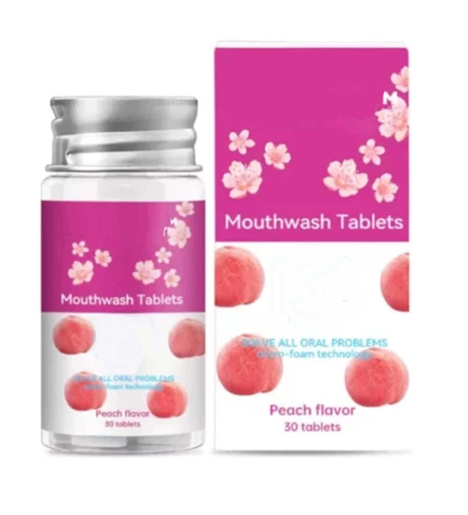 TeetClean Mouthwash Tablets | Natural Teeth Whitening & Probiotics | Herbal Super Whitening (Peach) - International Shipping Available - Buy Online on GoSupps.com