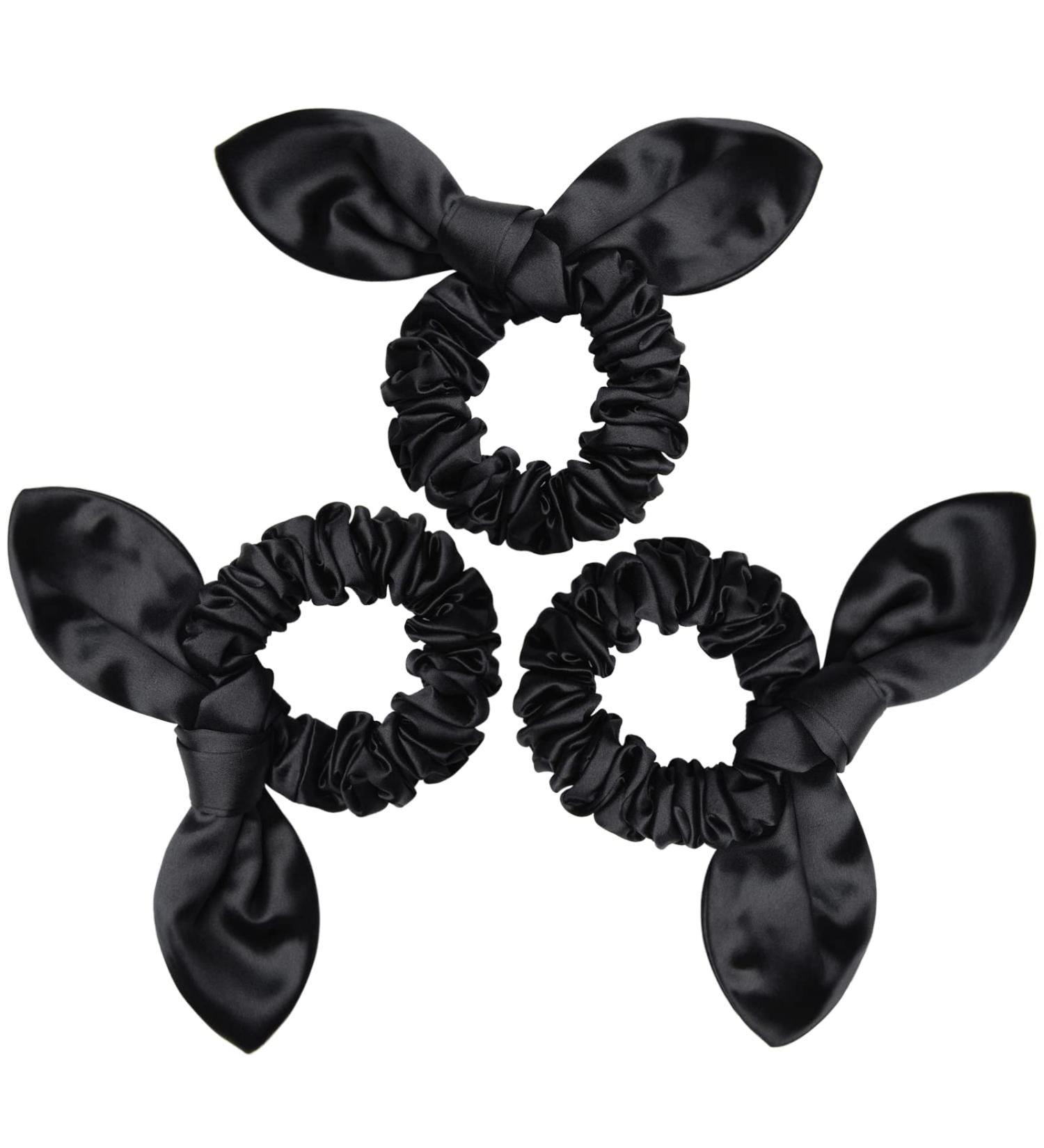 DelTeck 100% Real 25 Momme Silk Hair Scrunchies - Premium Black Silk Scrunchies for Hair Protection and Styling - Set of 3 - Buy Online on GoSupps.com
