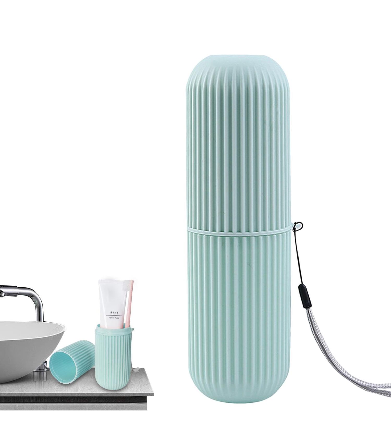 Paodduk Travel Toothbrush Holder Case | Dustproof Portable Toothbrush Cup for Camping Business Trips & School - Blue - Buy Online on GoSupps.com