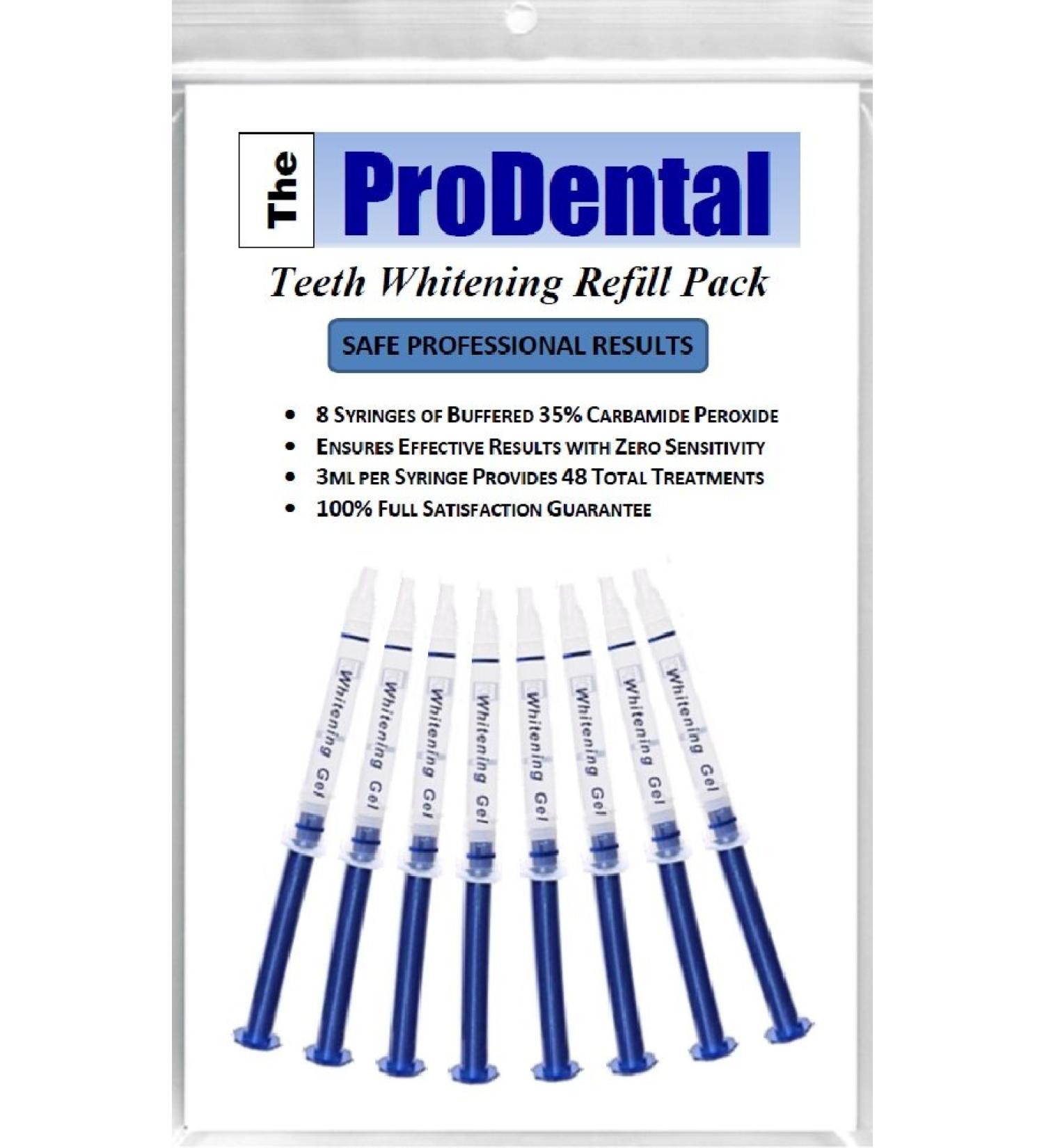 ProDental Teeth Whitening Gel Syringe Refill 8 Pack | 35% Carbamide Peroxide - 48 Treatments | Fast Whitening | Safe for Sensitive Teeth - Buy Online on GoSupps.com