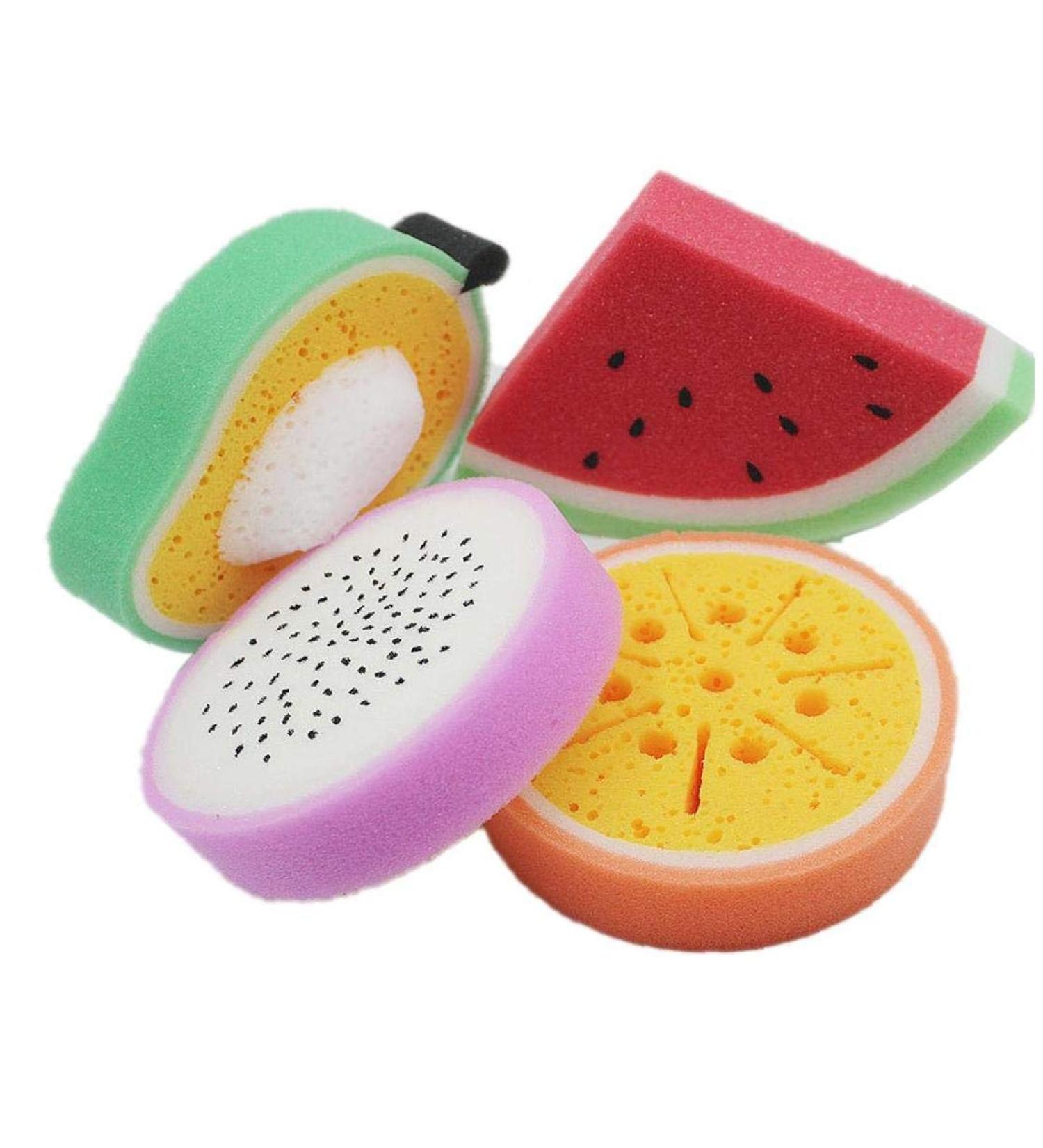 3-Piece Fruit Shaped Cartoon Bath Sponge Set | Bathroom Cleaning Supplies - Buy Online on GoSupps.com