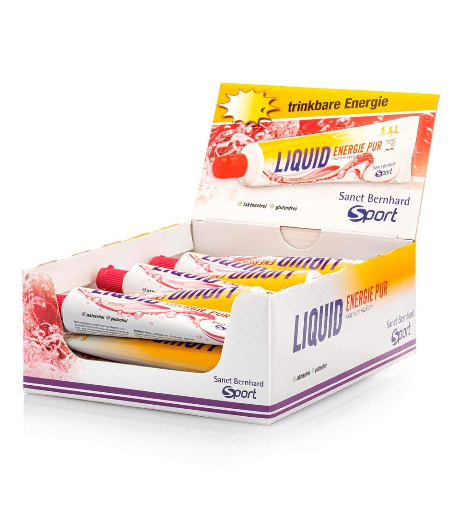 Sanct Bernhard Sport Liquid Energy Pure | 18 Cherry Energy Gel Tubes | Lactose-Free Gluten-Free Vegan | Premium German Formula - Buy Online on GoSupps.com