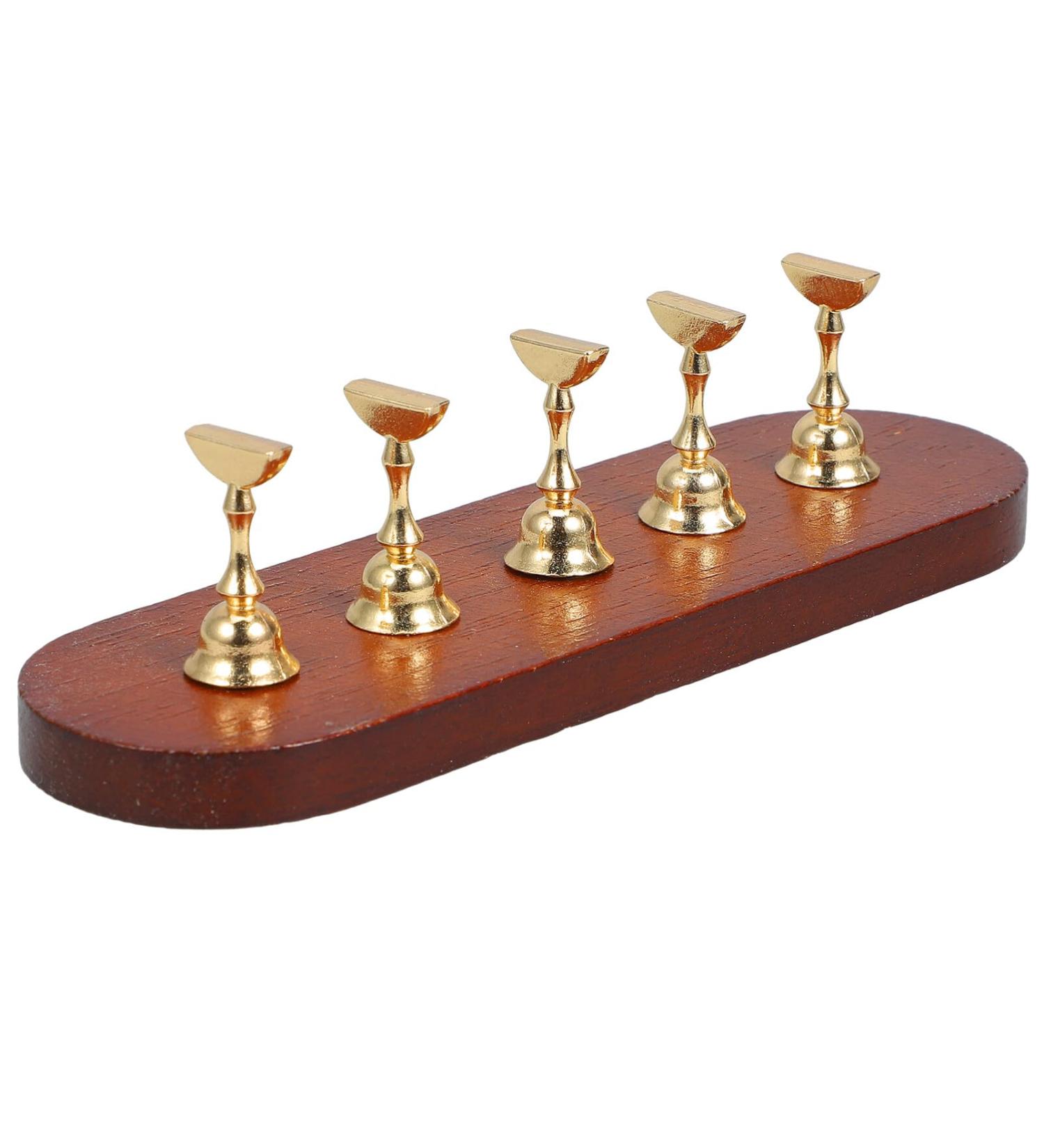 Baluue Nail Stand for Press on Nail Holder for Painting Nails Wood Nail Display Stand for False Nail Tip Manicure Tool Nail Art Display Home Salon Gold - Buy Online on GoSupps.com