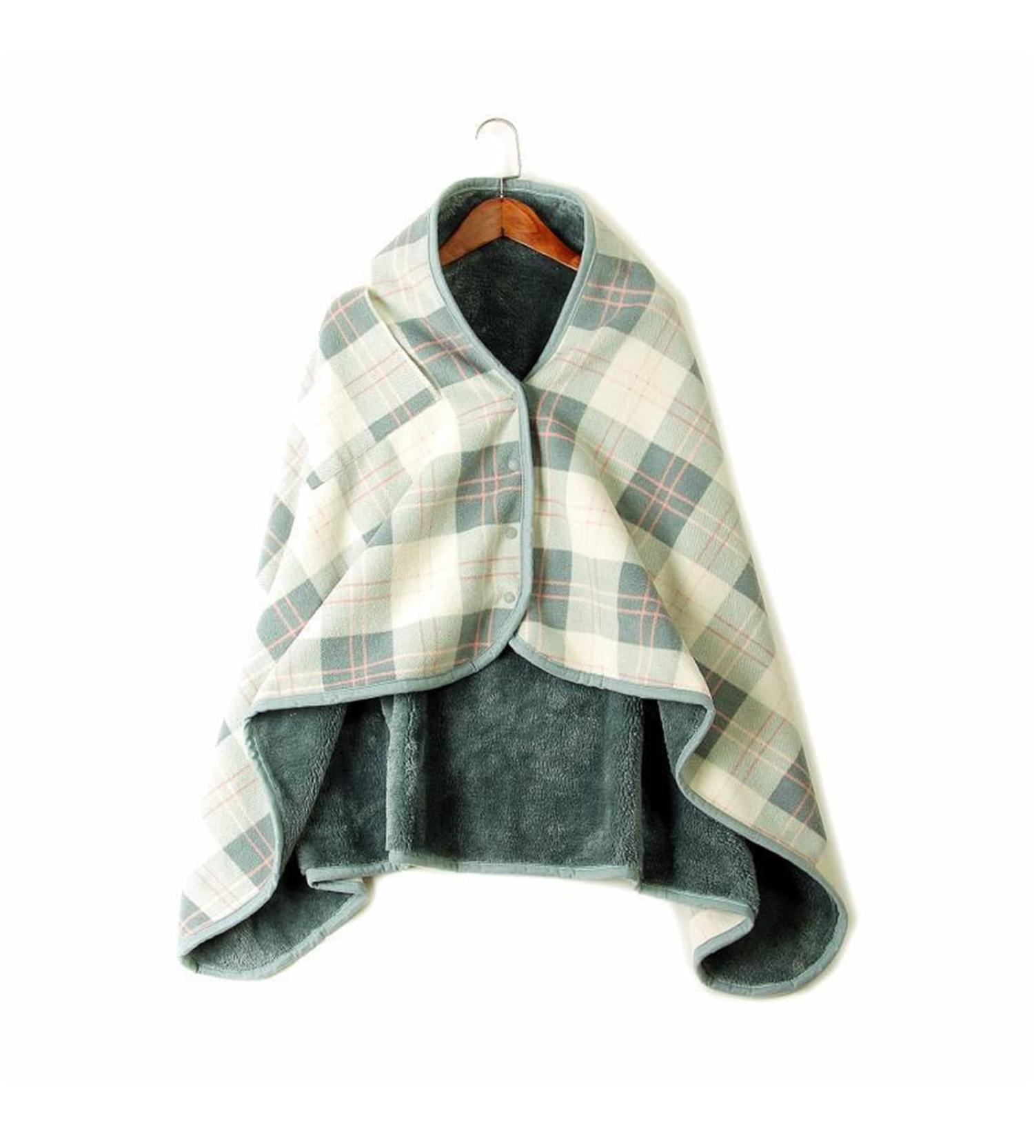 Warm Wearable Blanket Poncho Blanket with Buttons Comfy Fleece Cuddle Throw Wrap Cape Lounge Blanket for Women White - Buy Online on GoSupps.com