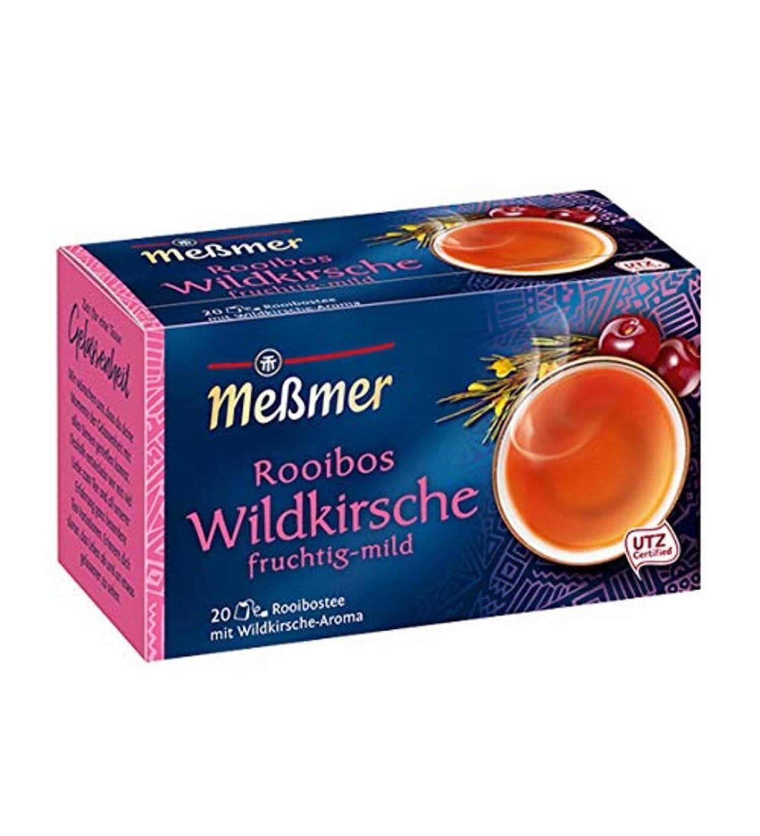 Buy Messmer Rooibos Wild Cherry Tea - Flavored Vegan Gluten-Free Lactose-Free Caffeine-Free - 20 Tea Bags - Buy Online on GoSupps.com