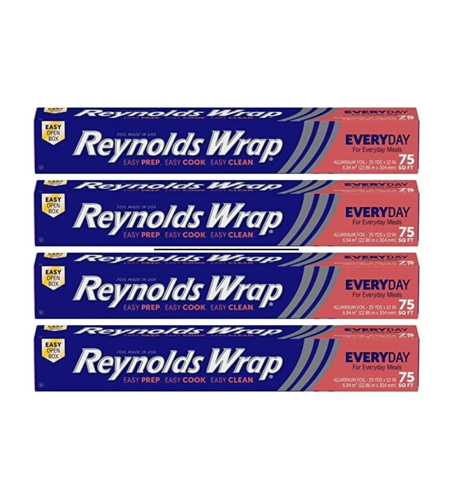 Reynolds Wrap Aluminum Foil 75 sq ft - Pack of 4 | Trusted Brand for Cooking & Food Storage - Buy Online on GoSupps.com