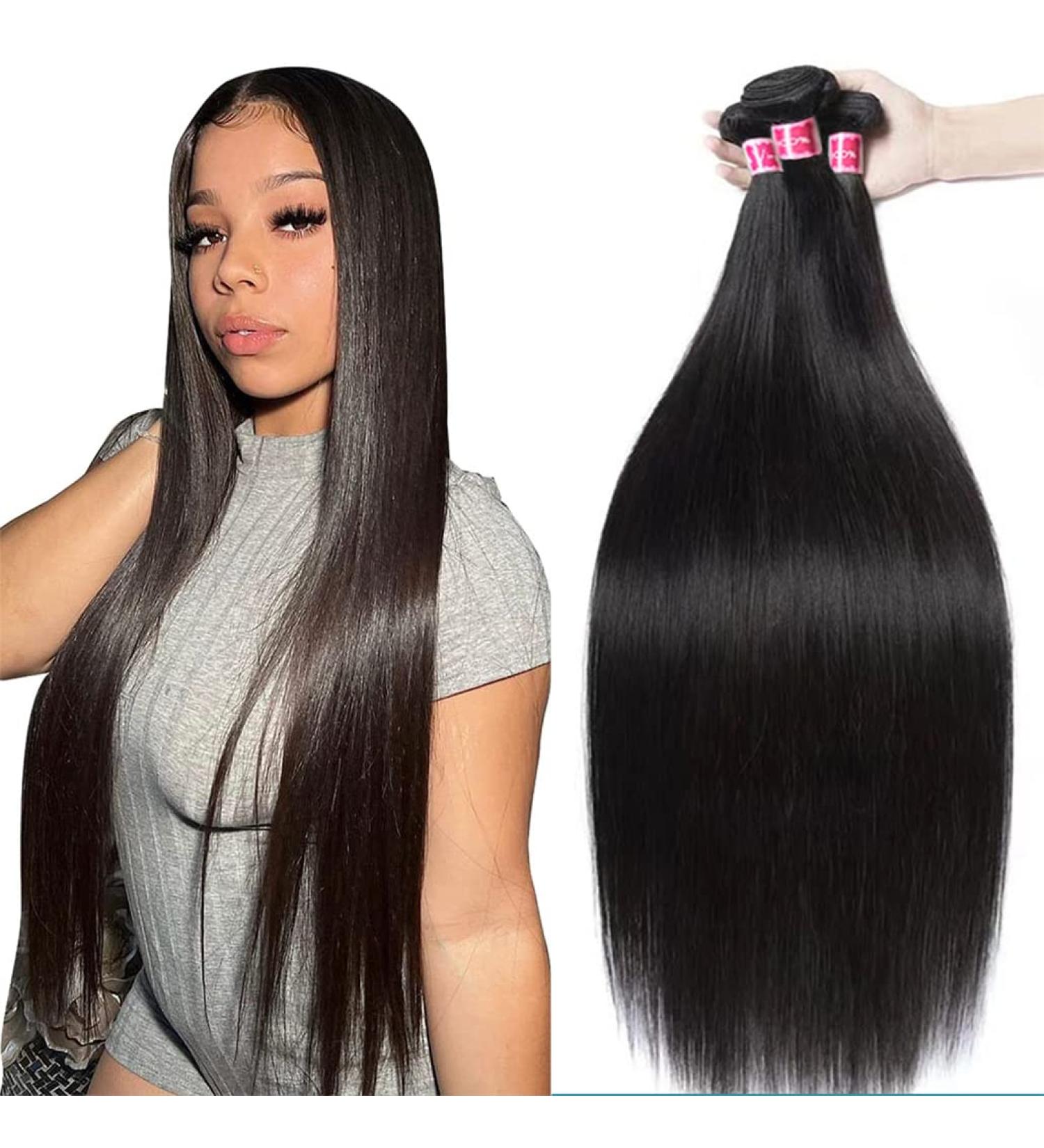 100% Unprocessed Brazilian Virgin Human Hair Bundles - 18 20 22Inch 10A Grade Straight Hair Extensions - Nature Color - Buy Online on GoSupps.com