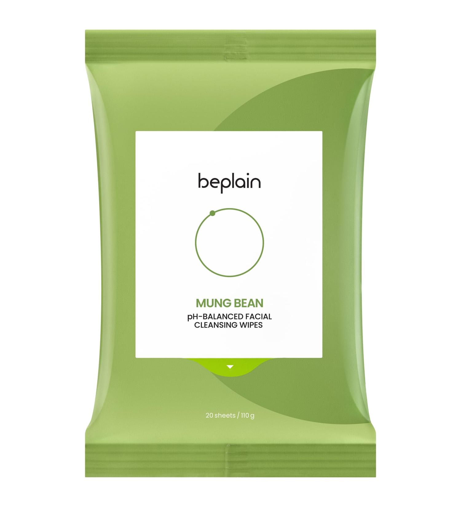 beplain Mung Bean Facial Cleansing Wipes | pH-Balanced Soft Cleansing Wipes | Korean Skin Care | Disposable Face Wipes with Mung Bean Extract (20p - Buy Online on GoSupps.com