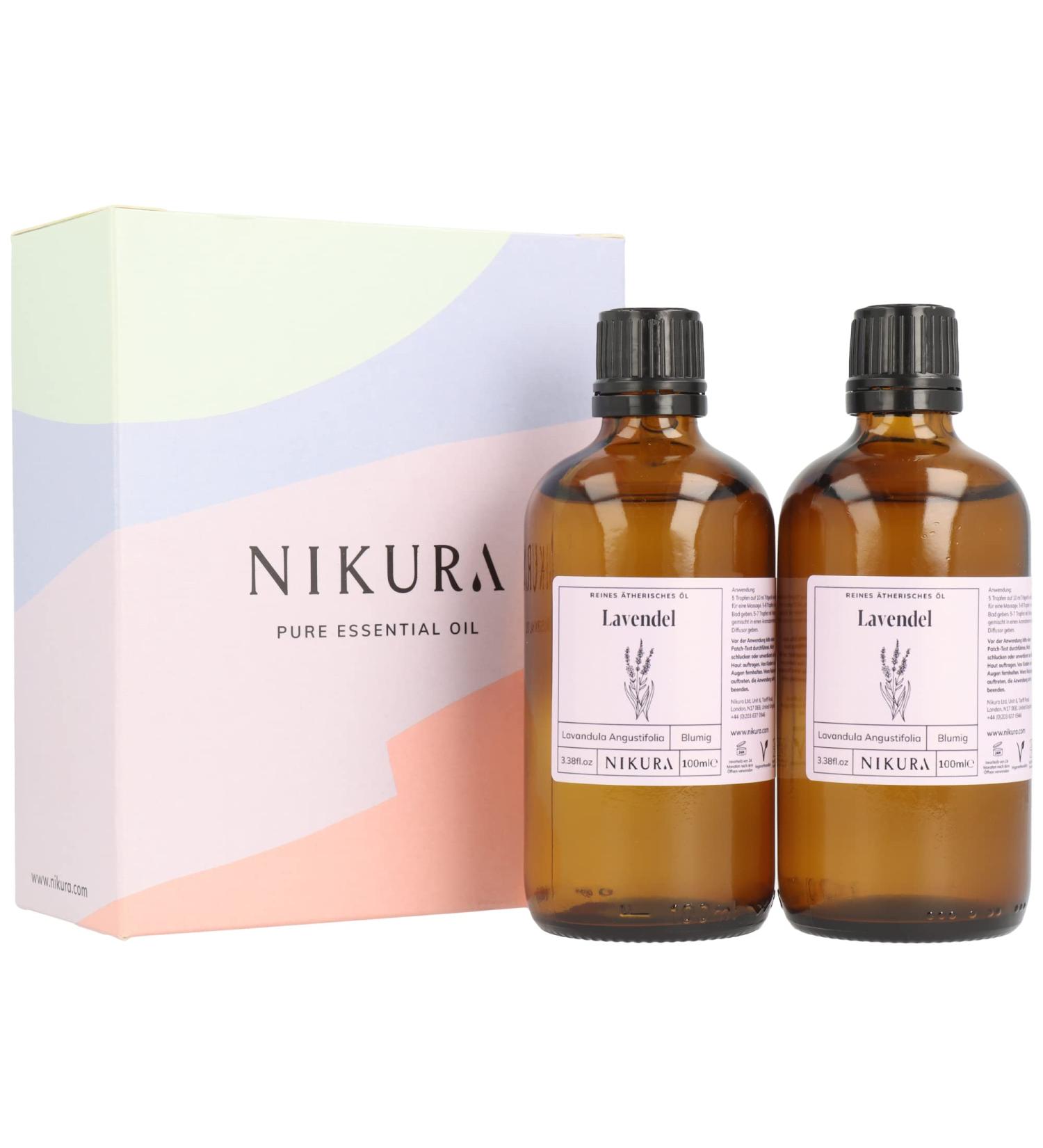 Nikura Lavender Oil - 200ml (2 x 100ml) | 100% Pure Natural Essential Oil | Ideal for Aromatherapy Diffusers & Oil Burners - Buy Online on GoSupps.com