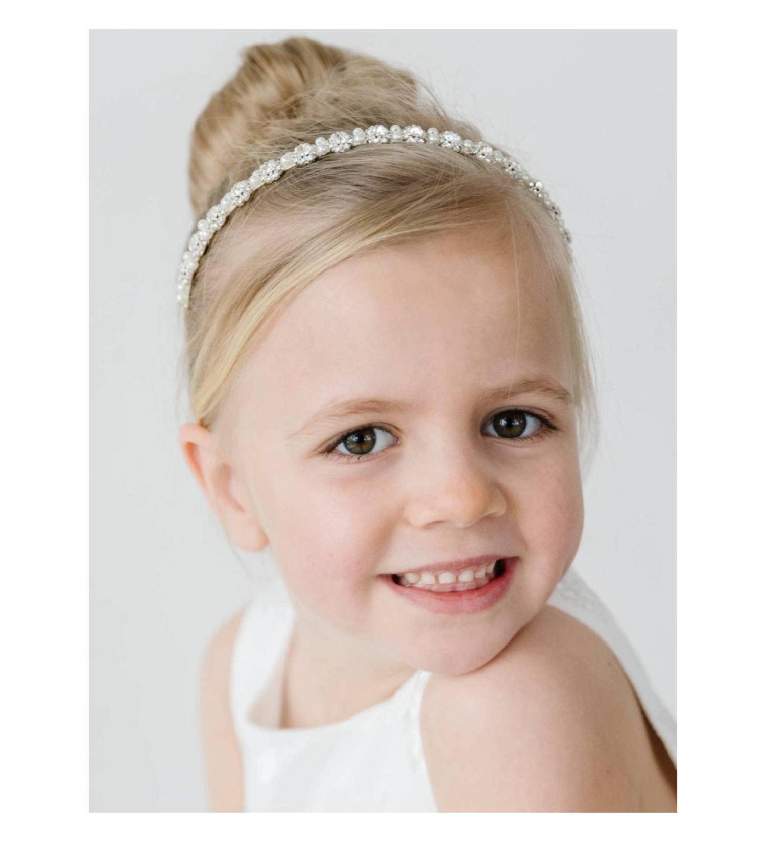 SWEETV Silver Flower Girl Headband for Wedding | Crystal Princess Hair Accessory for Birthday and Communion - Buy Online on GoSupps.com
