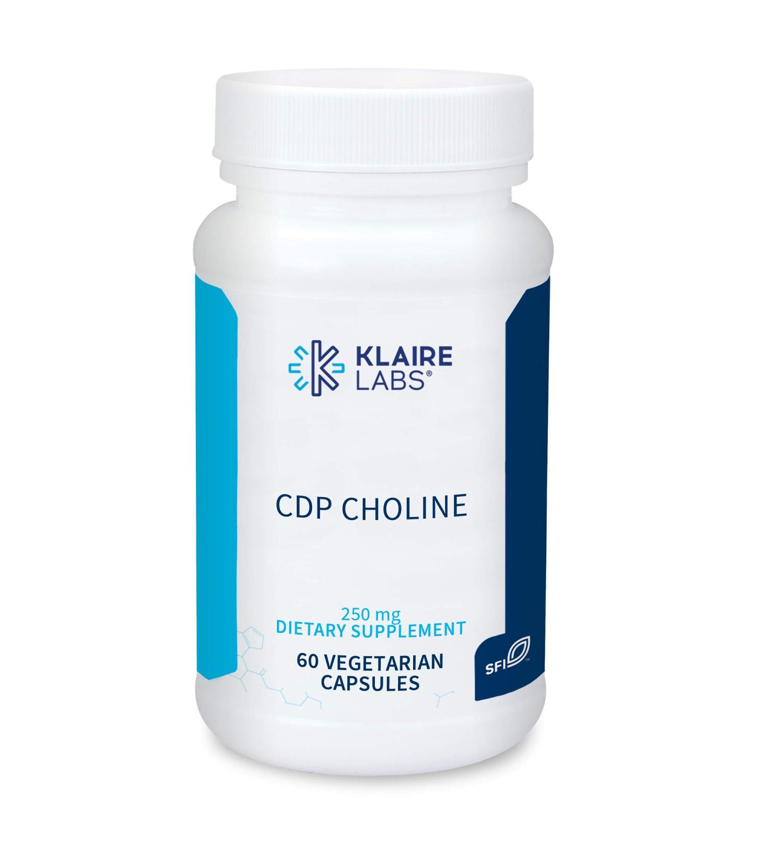 Klaire Labs CDP Choline 250mg - Soy-Free Cognizin Citicoline Supplement - Memory, Focus & Attention Support - 60 Capsules - Buy Online on GoSupps.com