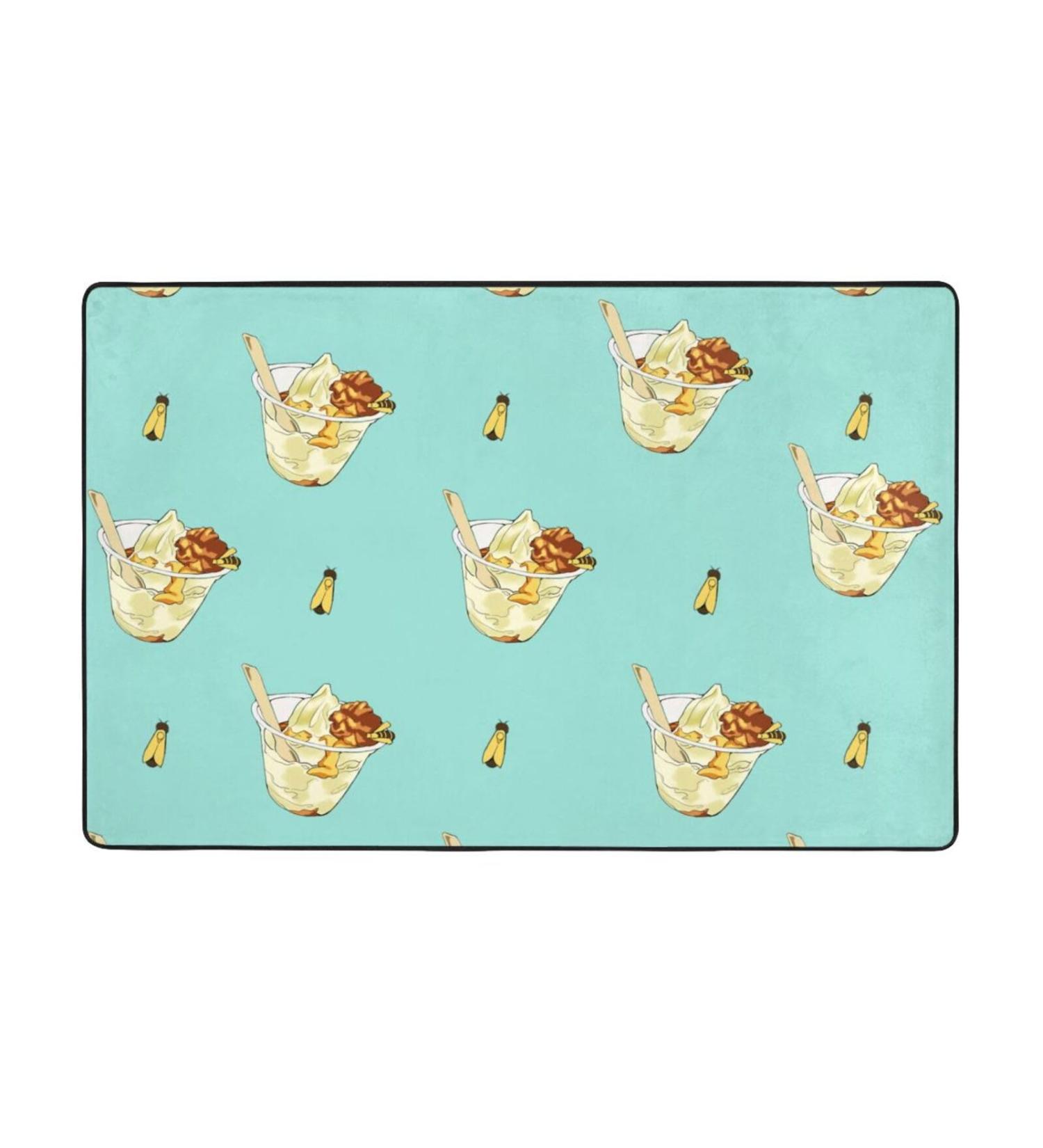 Flannel Carpet Honey Sundae Pattern 60 x 39 in Non-Slip Durable Suitable for Living Room and Office Bedroom - Buy Online on GoSupps.com