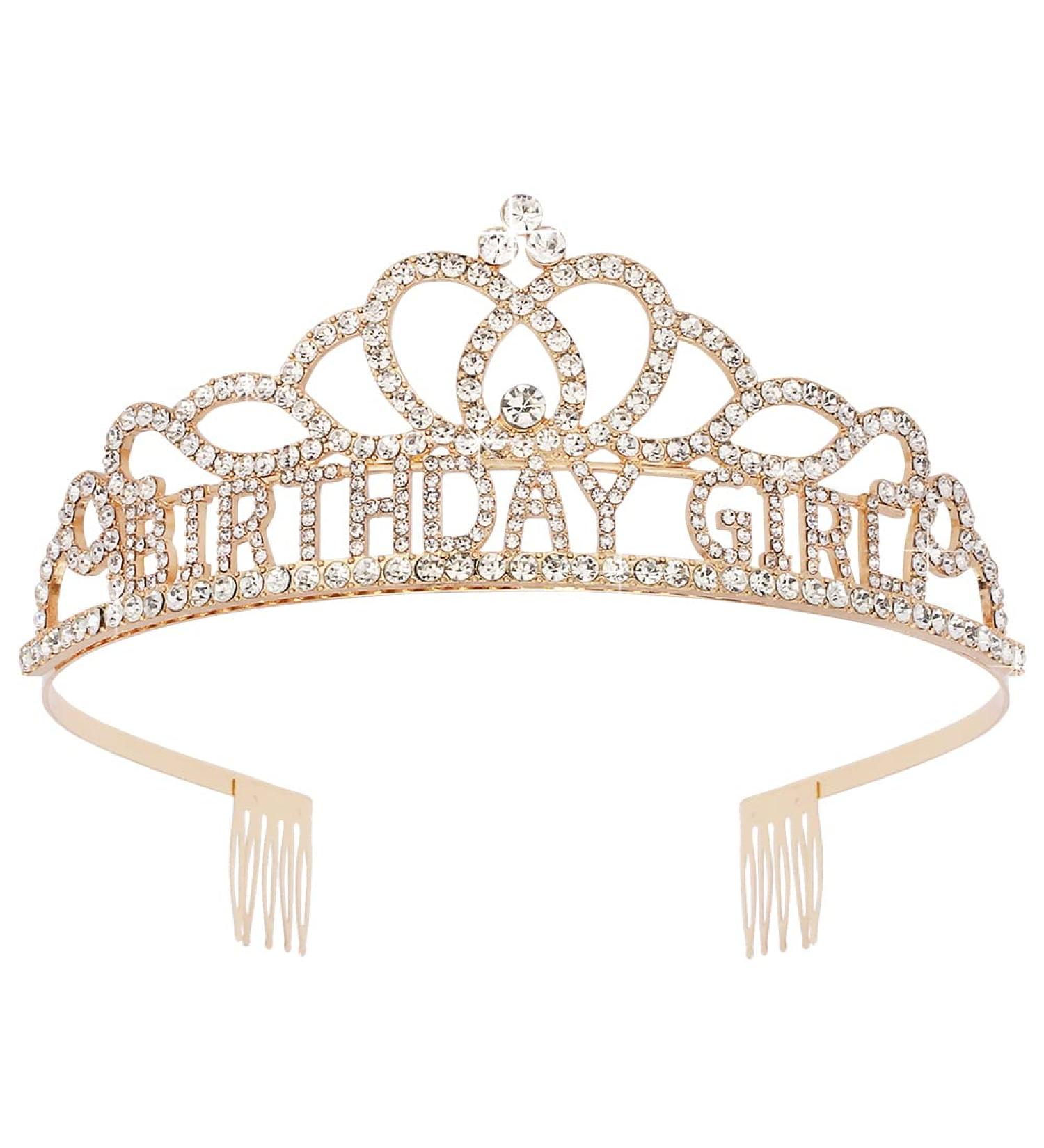 ATODEN Gold Princess Tiara Crown for Girls & Women - Crystal Rhinestone Headband for Birthday Decorations & Hair Accessories - Buy Online on GoSupps.com