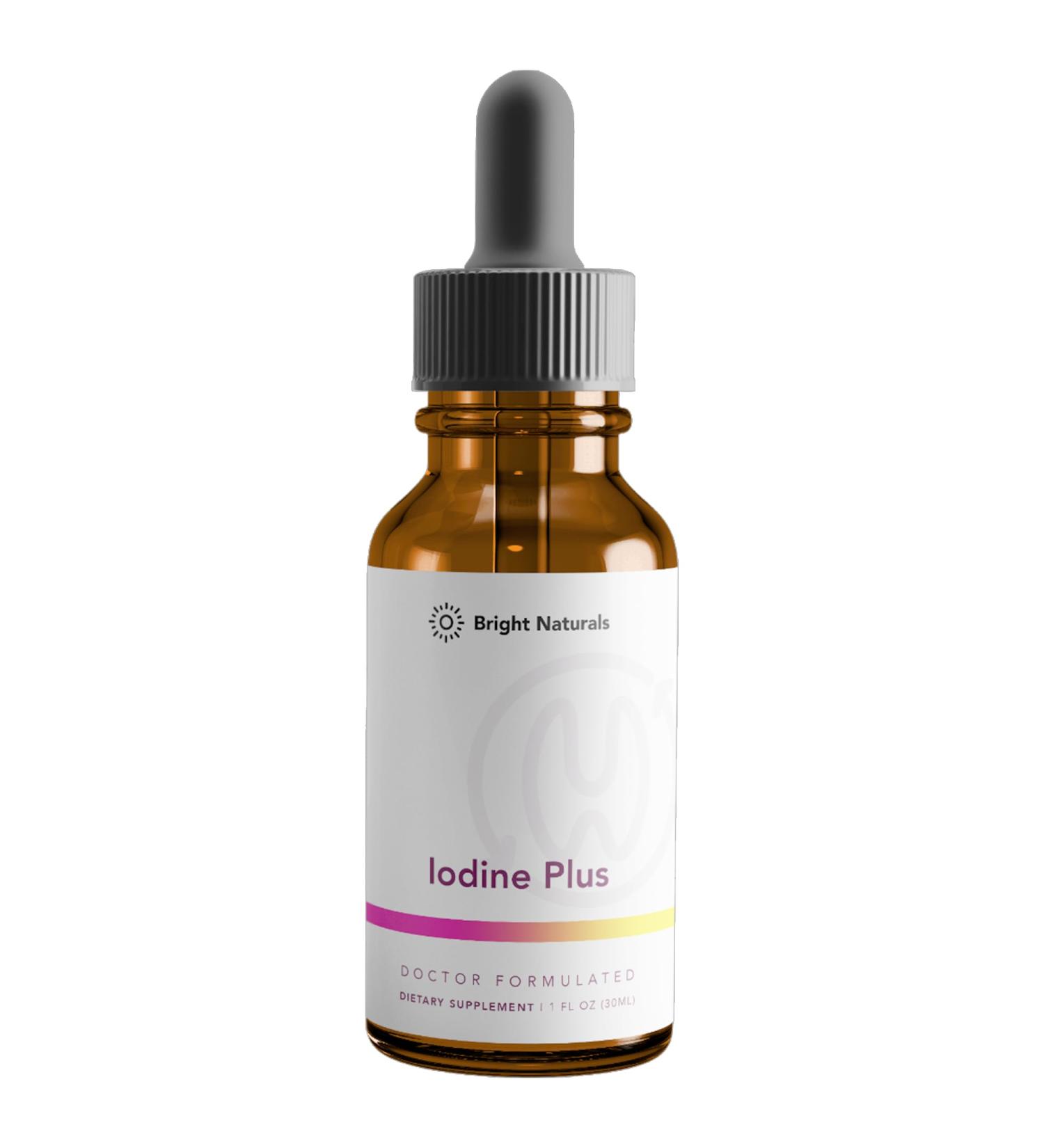 Bright Naturals Iodine Plus - Kelp-Based Liquid Supplement Supports Thyroid - Boosts Energy Improves Sleep and Enhances Mental Clarity 60 0.04% Servings - Buy Online on GoSupps.com