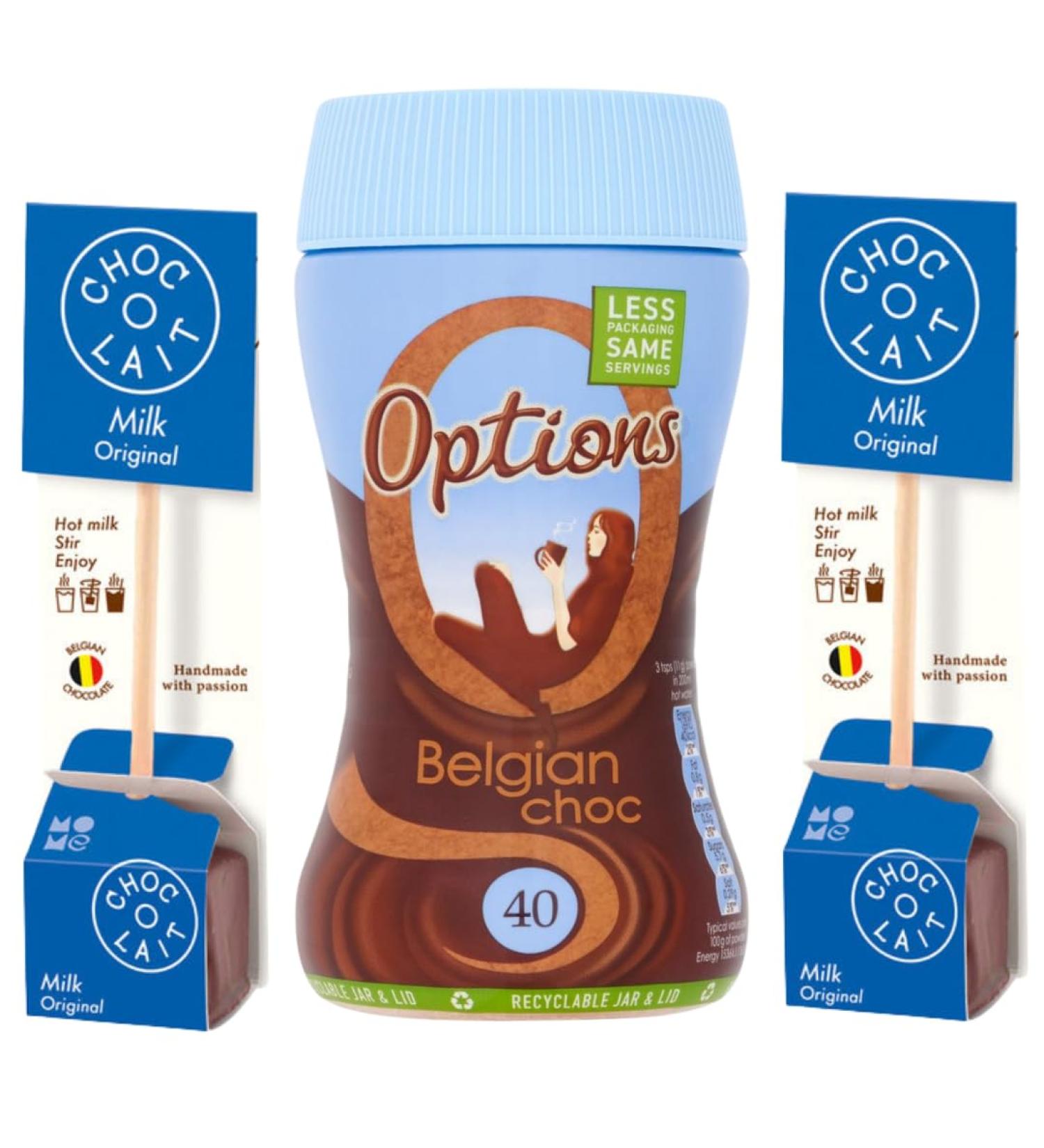 Hot Chocolate Bundle With Options Belgian Choc 220g Jar and ChocOLait Stir In Milk Chocolate 33g x2 (3 Pack) - Buy Online on GoSupps.com