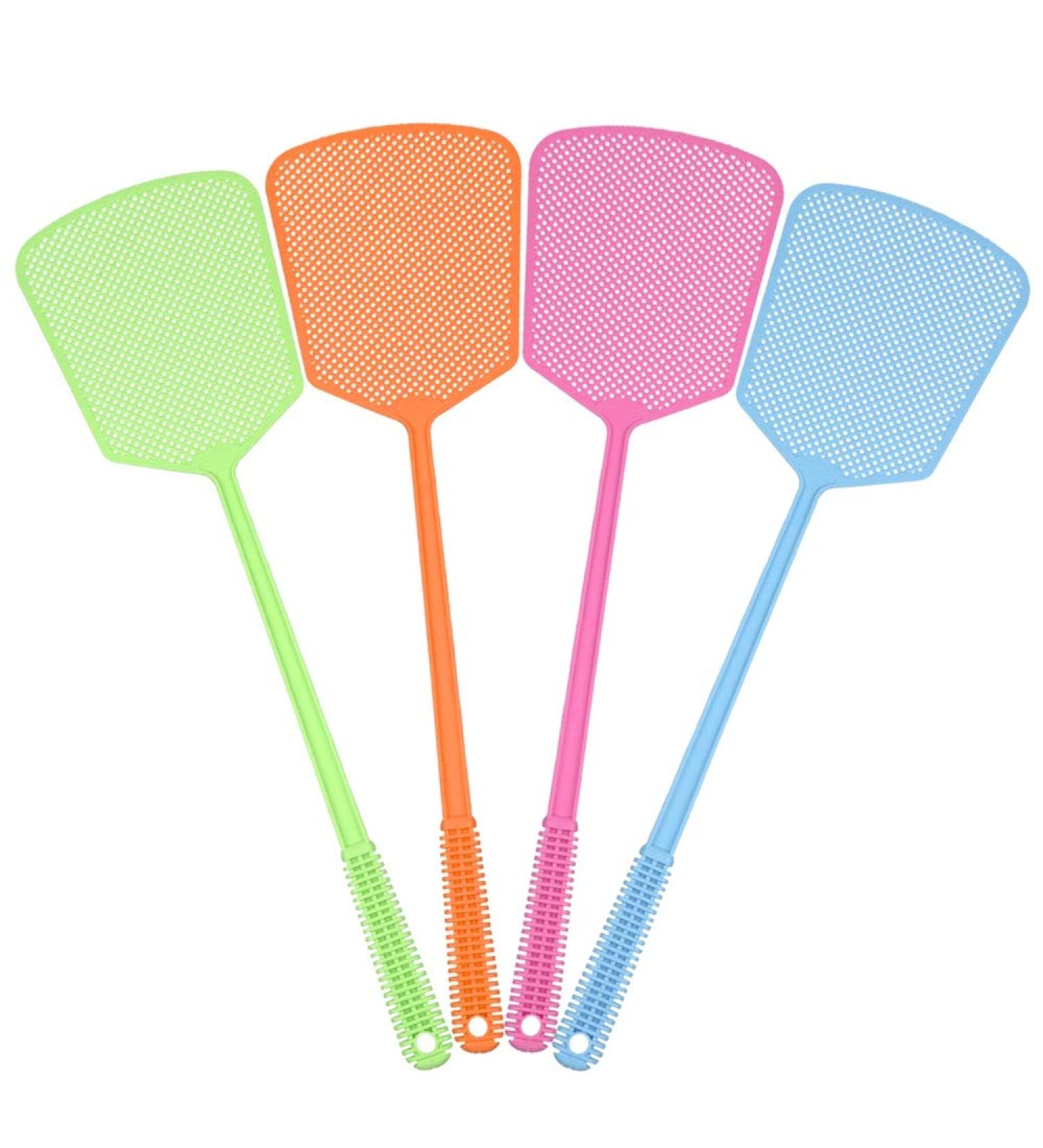 Fly Swatter 4 Pack with Long Flexible Handle - Heavy Duty Set of Plastic Fly Swats in Assorted Colors - Buy Online on GoSupps.com