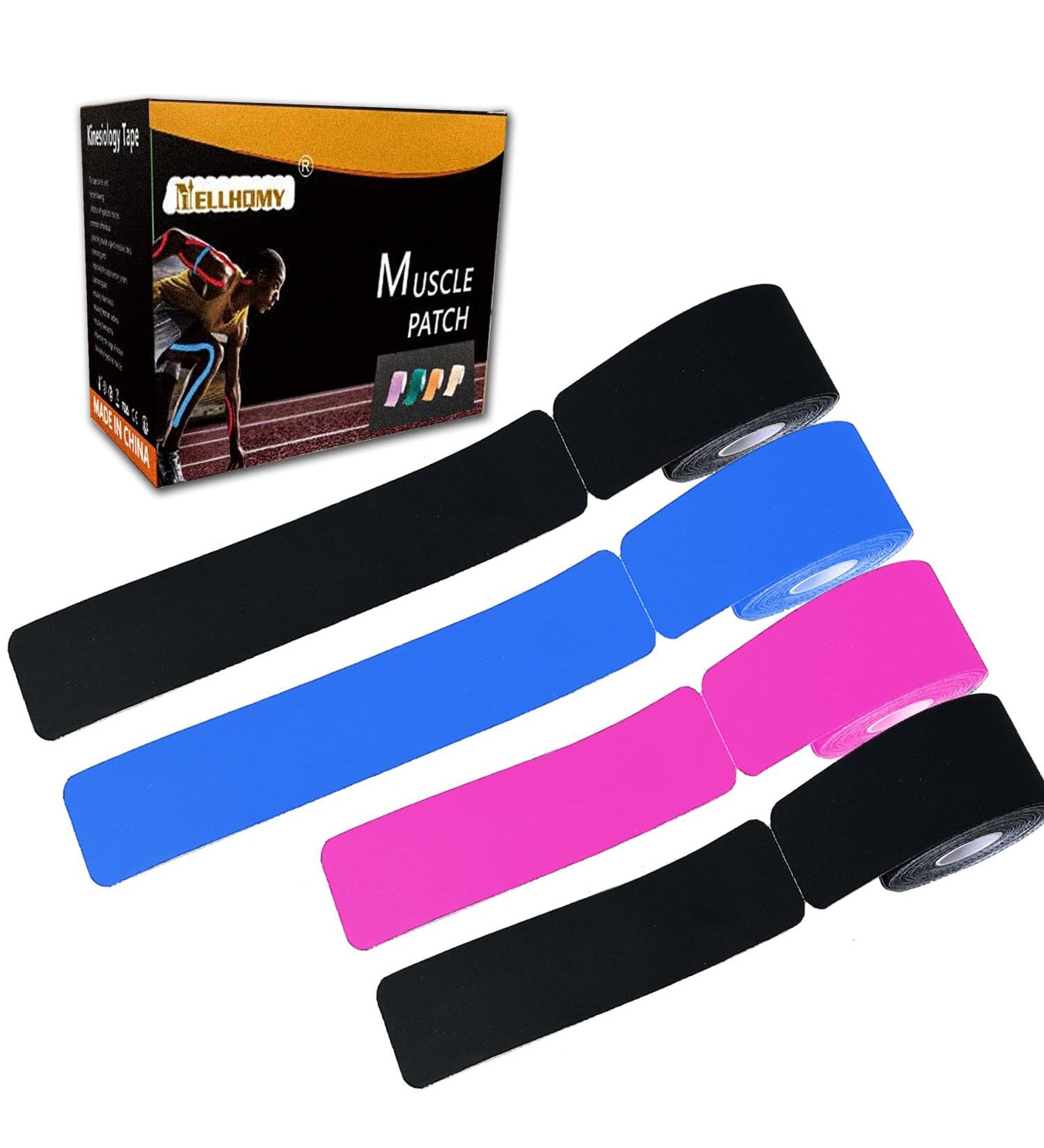Kinesiology Tape Precut(4 Rolls 5CMx22M) K Tape Hypoallergenic Waterproof 120 Precut Strips In Total Physio Elastic Sports Tape Pain Relief Adhesive for Muscles Elbow Knee & Shoulder Etc(3color) - Buy Online on GoSupps.com