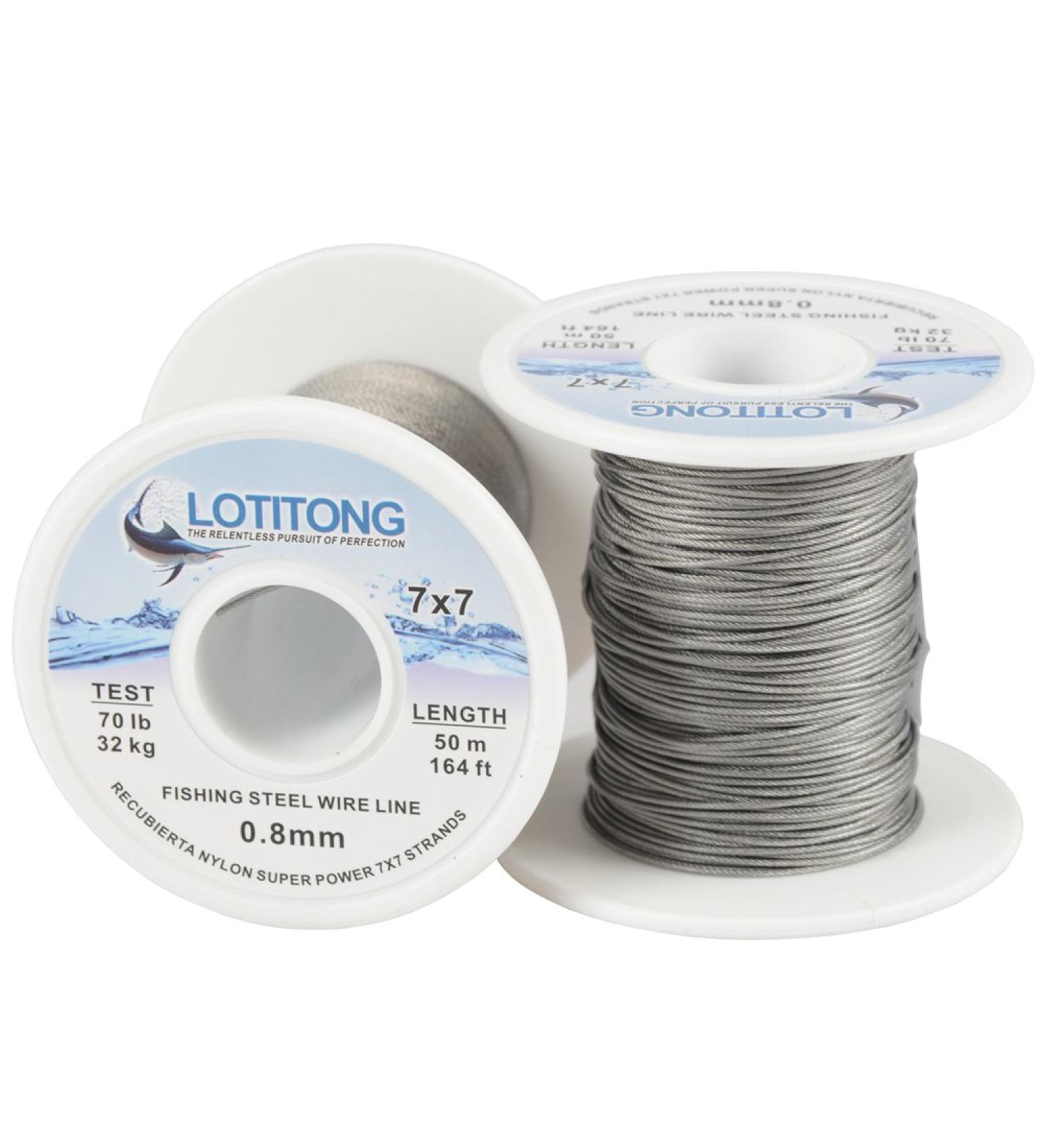 LOTITONG 50m 70lb Test Fishing Steel Wire | 7x7 Strands, 0.8mm Trace Coating Leader Line | Stainless Steel Jigging Wire for Fishermen - Buy Online on GoSupps.com