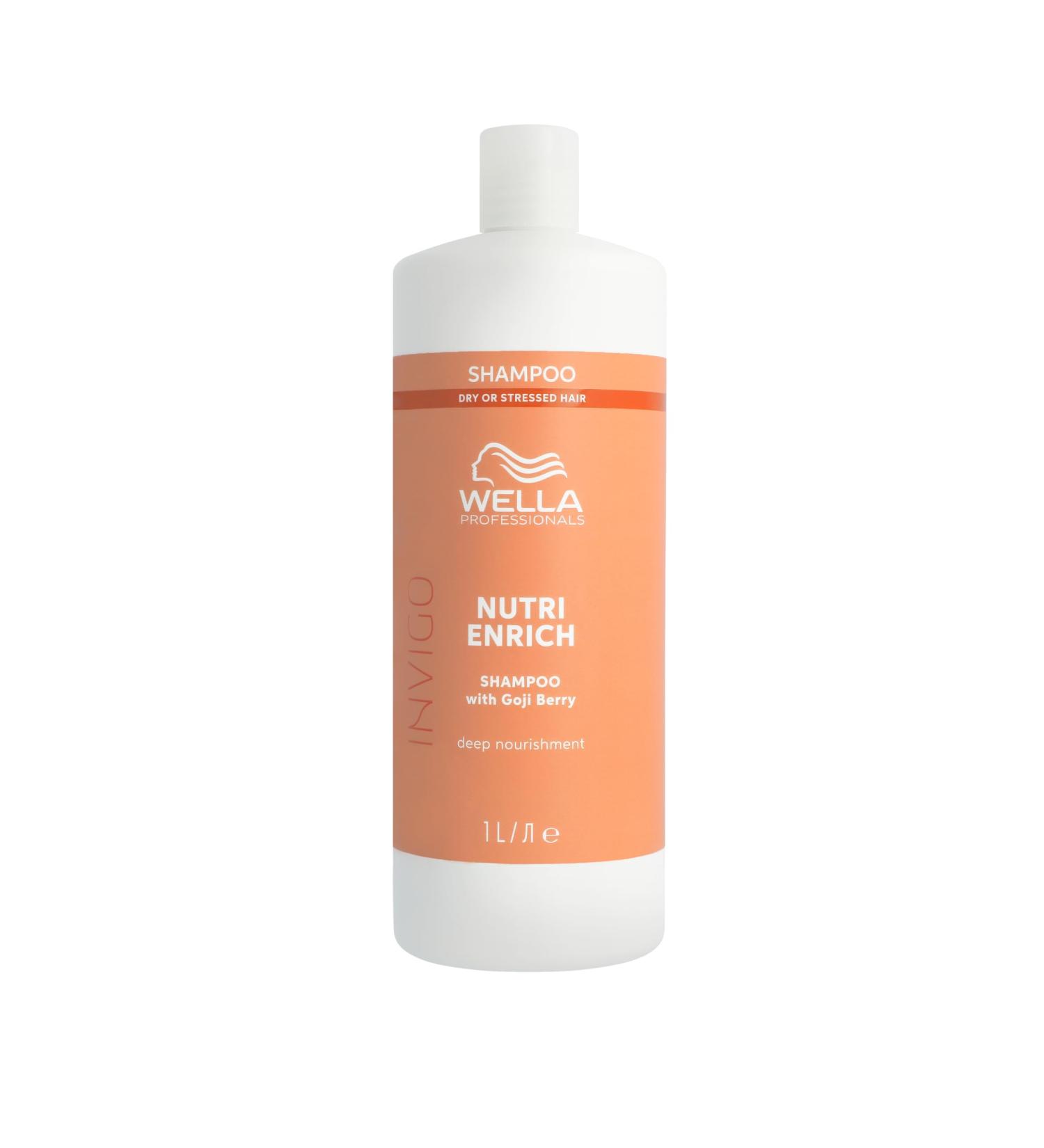 Wella Professionals Invigo Nutri Enrich Nourishing and Moisturizing Shampoo for Dry and Damaged Hair - With Oleic Acid and Goji Berries (1L) - Buy Online on GoSupps.com