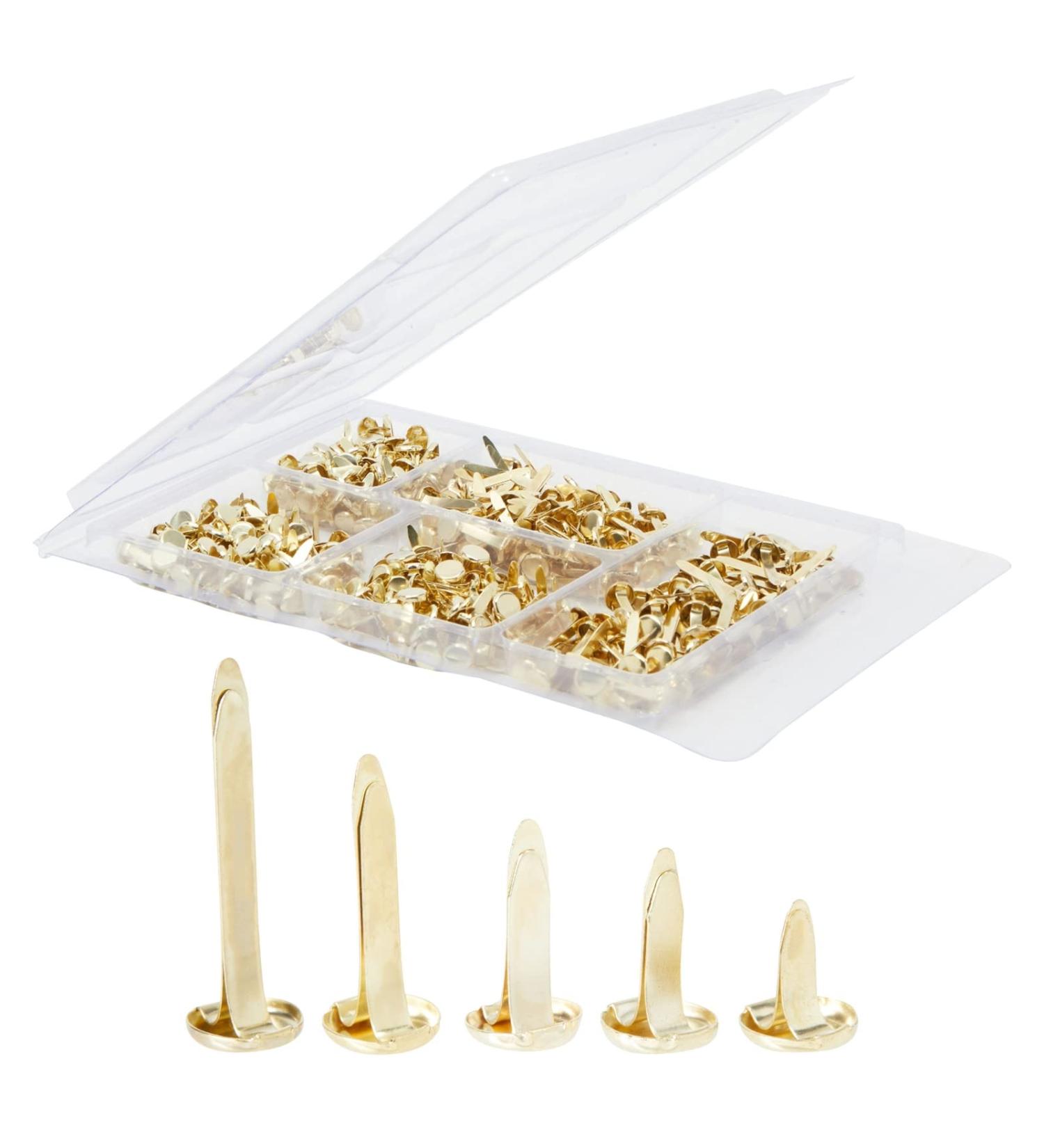 500 Mini Metal Brads for Crafts - Split Pin Brass Paper Fasteners for Scrapbooking and DIY Projects - 5 Assorted Sizes - Buy Online on GoSupps.com