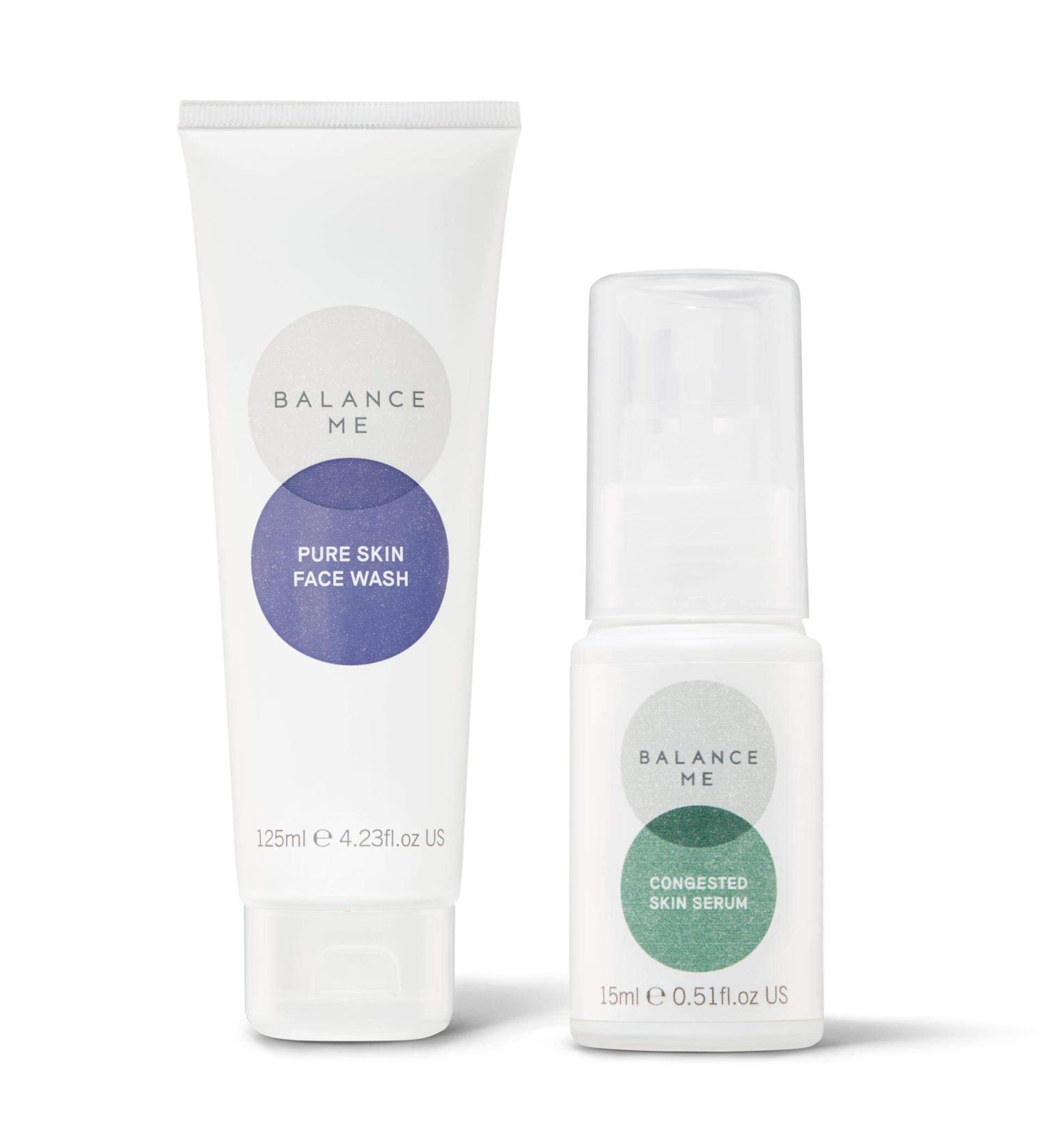 Balance Me Soothe + Clear Duo: Congested Skin Serum & Pure Skin Face Wash for Blemish-Prone Skin - Vegan & Cruelty-Free - Buy Online on GoSupps.com