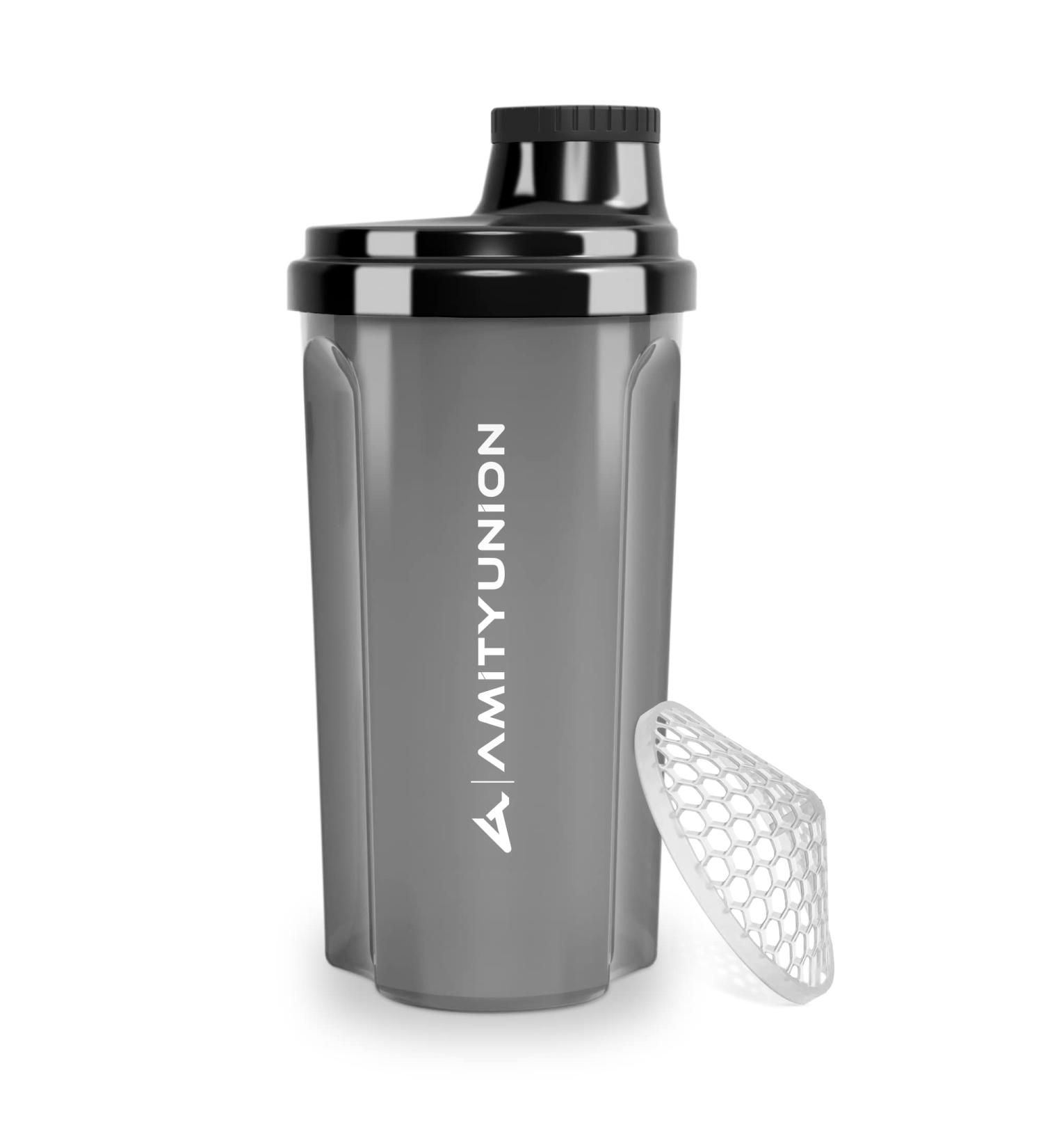 Protein Shaker 700ml - Leak-Proof BPA-Free with Clickable Sieve & Scale - Ideal for Whakes Isolates & Sports Concentrates - Black Smoke - Buy Online on GoSupps.com